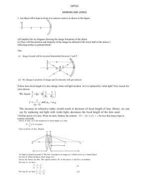 CBSE Class 12 Physics Worksheets for Optics