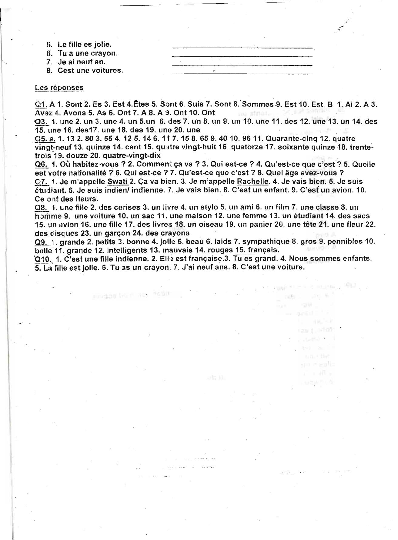 Worksheet for Class 4 French Assignment 1 - Page 4