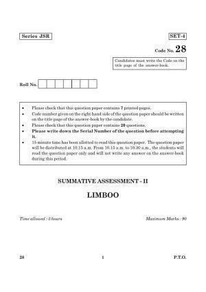 CBSE Class 10 028 Limboo 2016 Question Paper