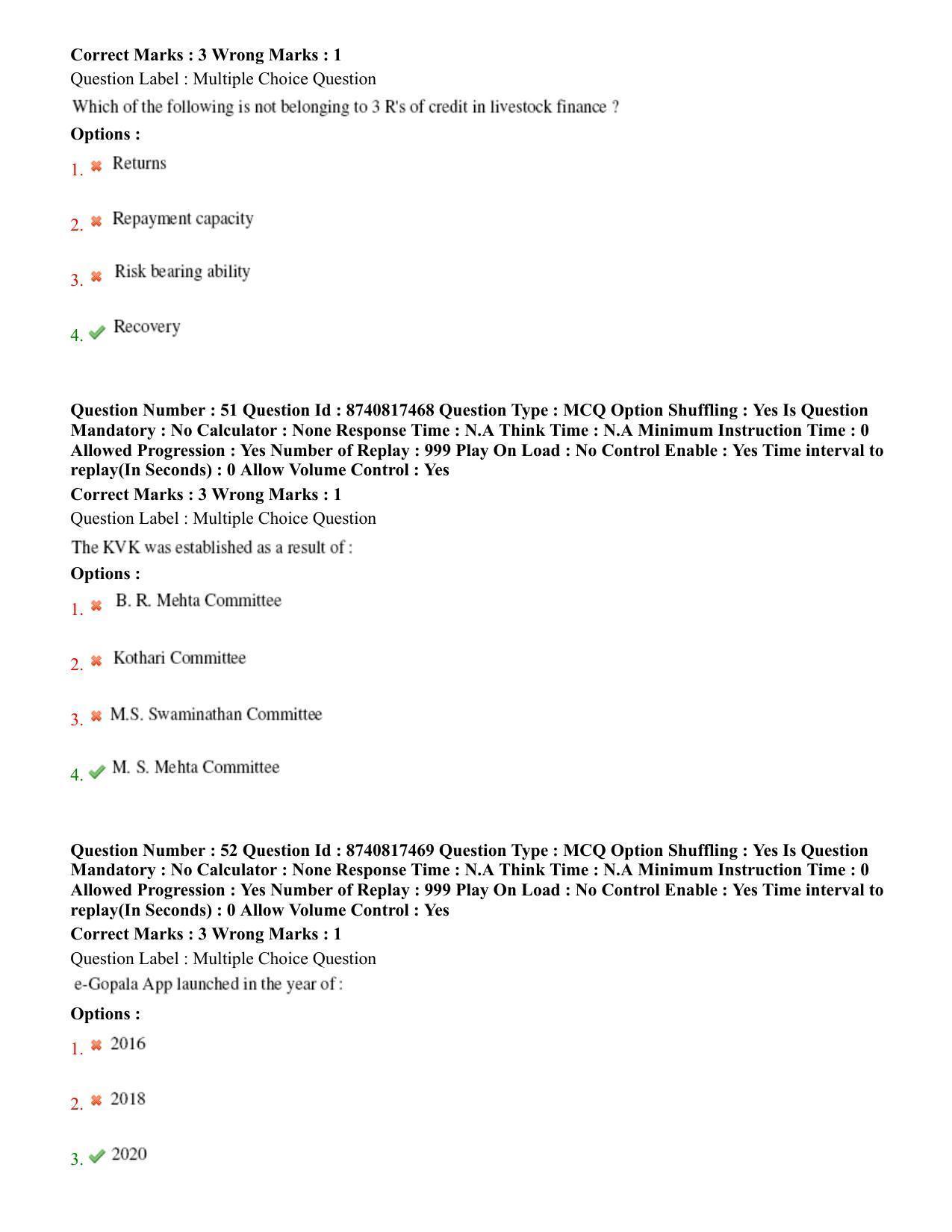 BHU RET Veterinary Extension Education 2020 Question Paper - Page 32