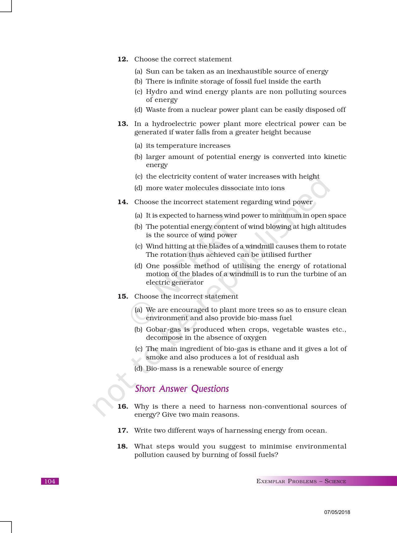 NCERT Exemplar Book for Class 10 Science: Chapter 14 Sources of Energy - Page 3