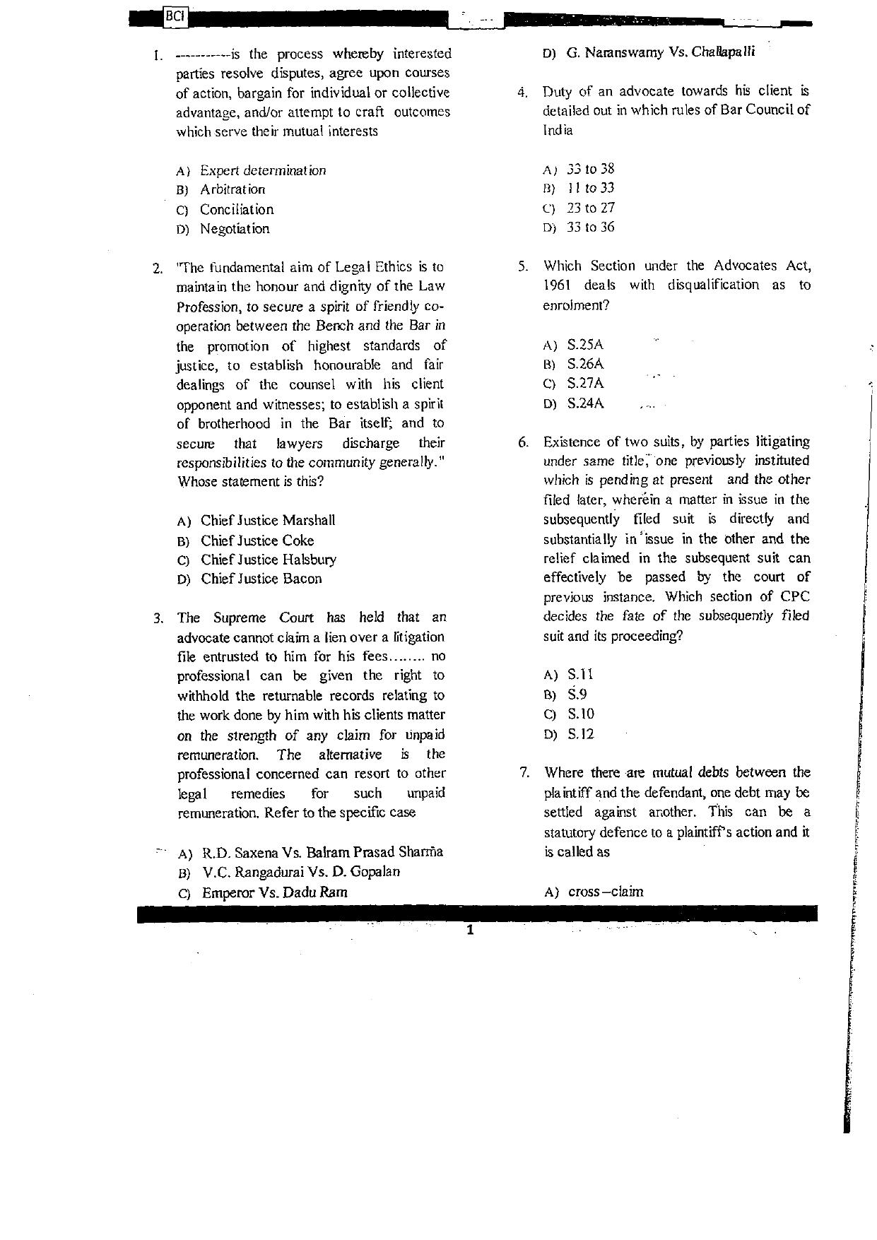 AIBE 5 Question Paper - Page 1