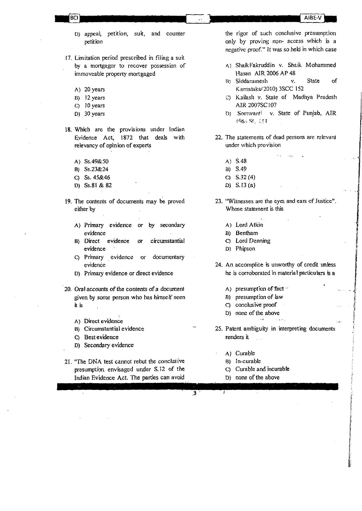 AIBE 5 Question Paper - Page 3