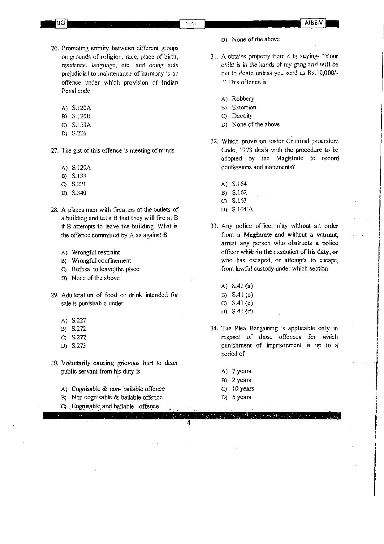 AIBE 5 Question Paper - Page 4