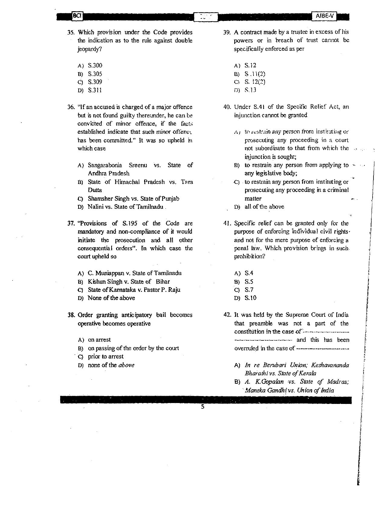AIBE 5 Question Paper - Page 5