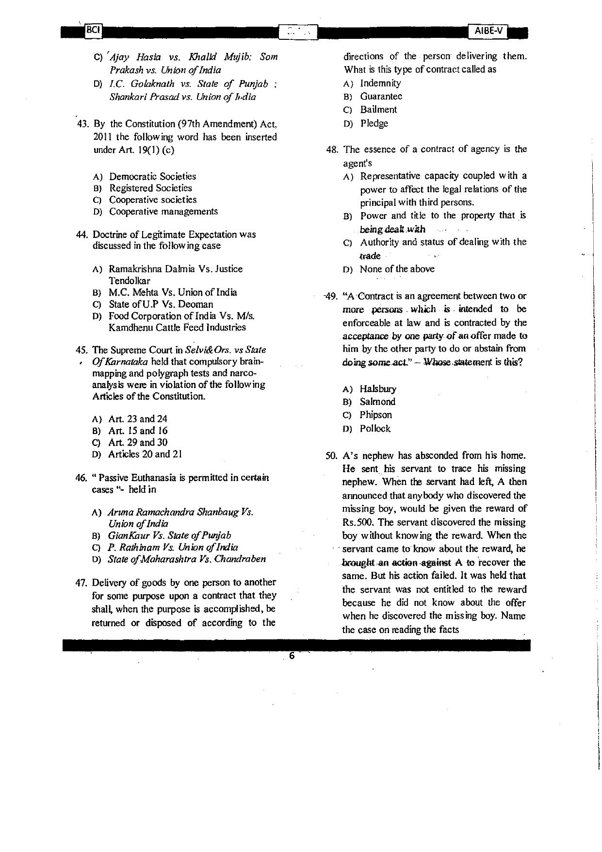 AIBE 5 Question Paper - Page 6
