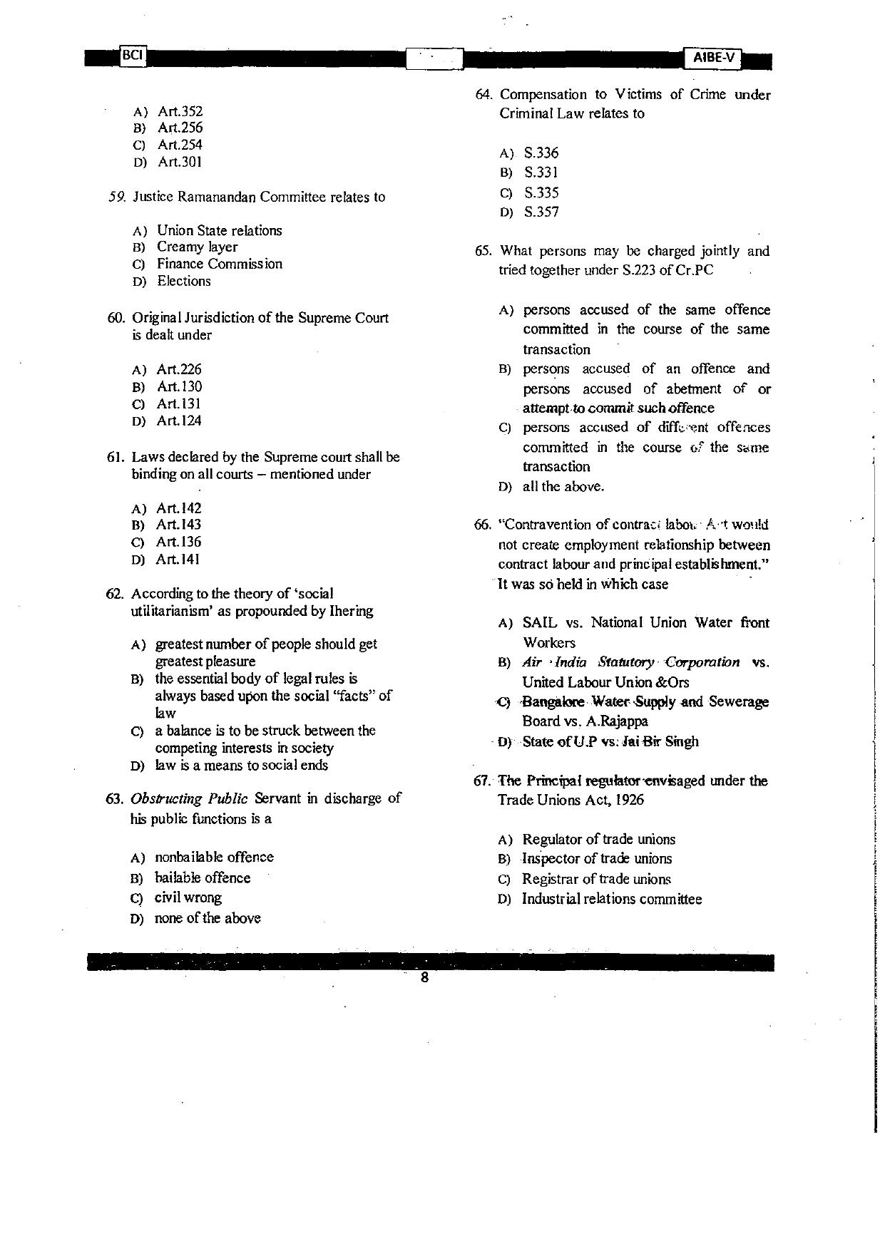 AIBE 5 Question Paper - Page 8