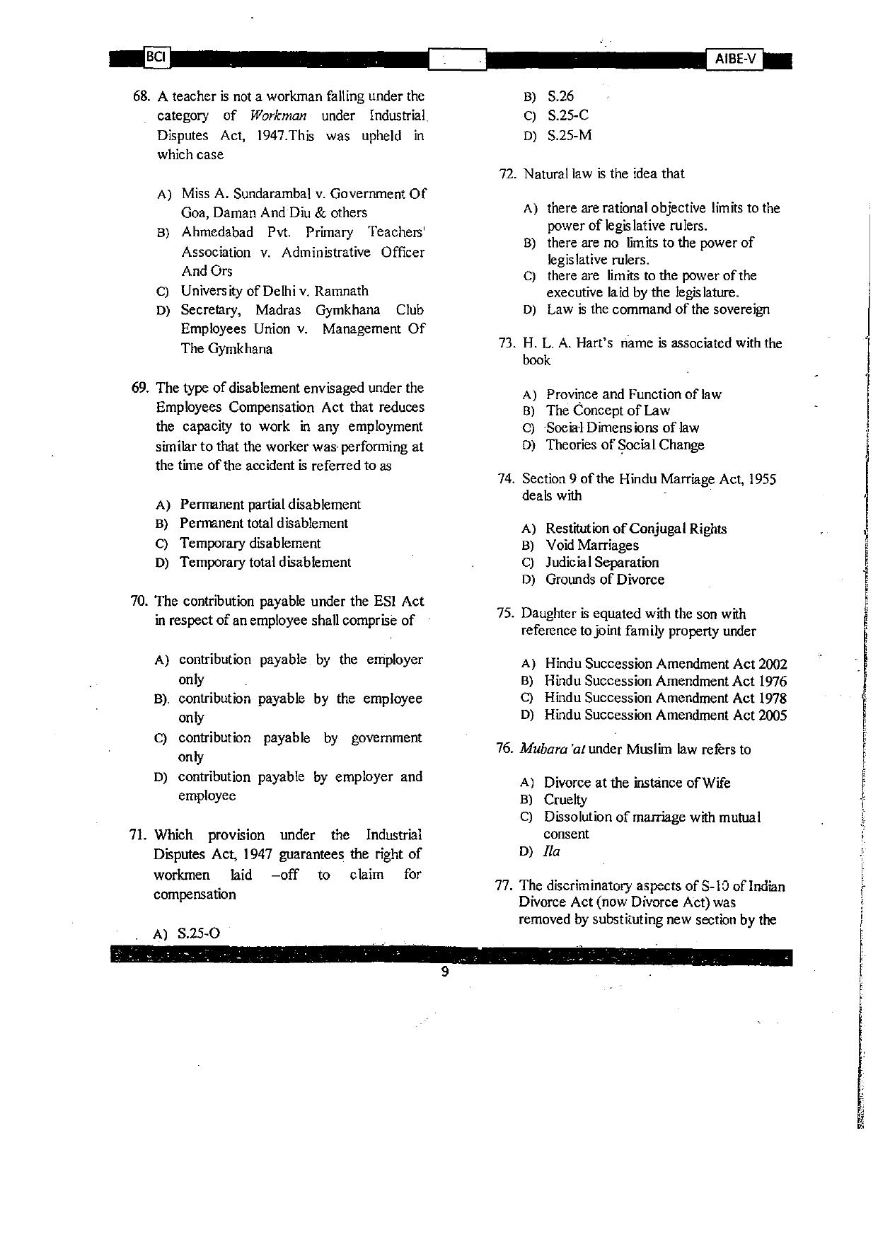 AIBE 5 Question Paper - Page 9