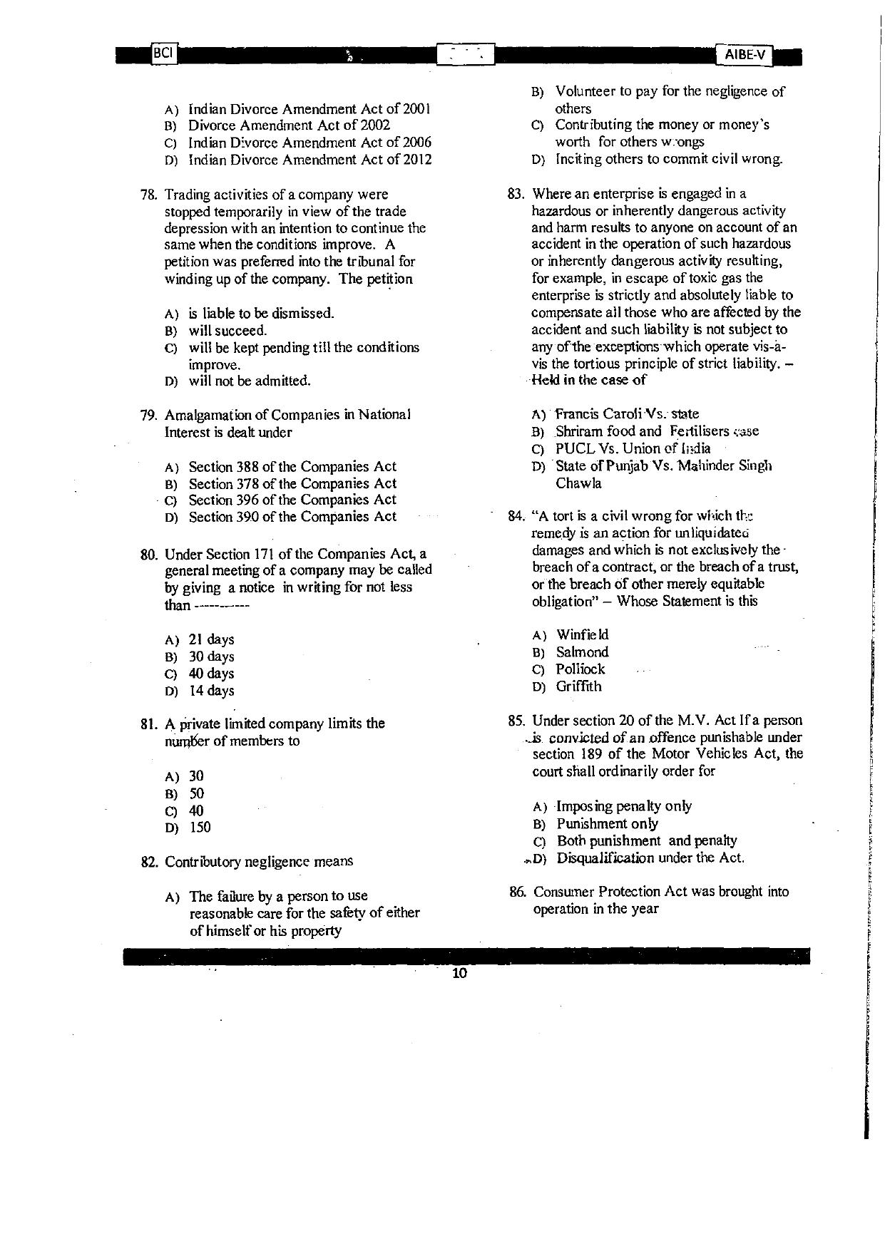 AIBE 5 Question Paper - Page 10