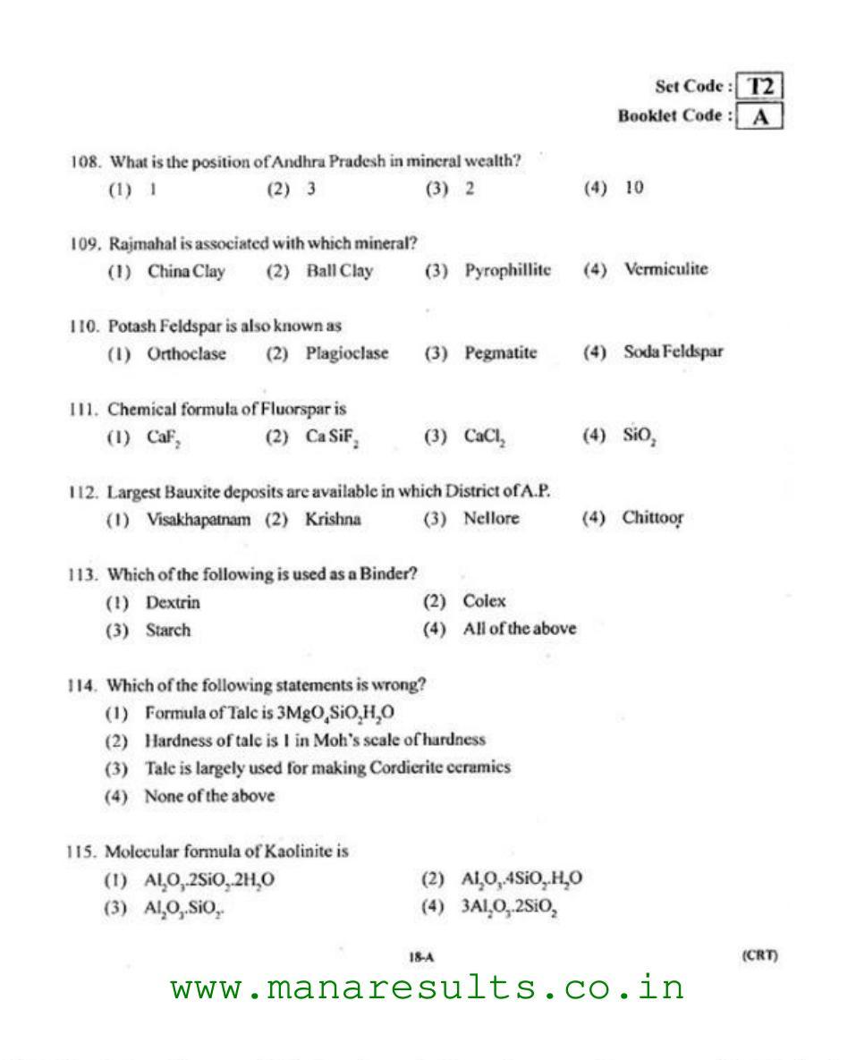 AP ECET 2015 Ceramic Technology Old Previous Question Papers - Page 17