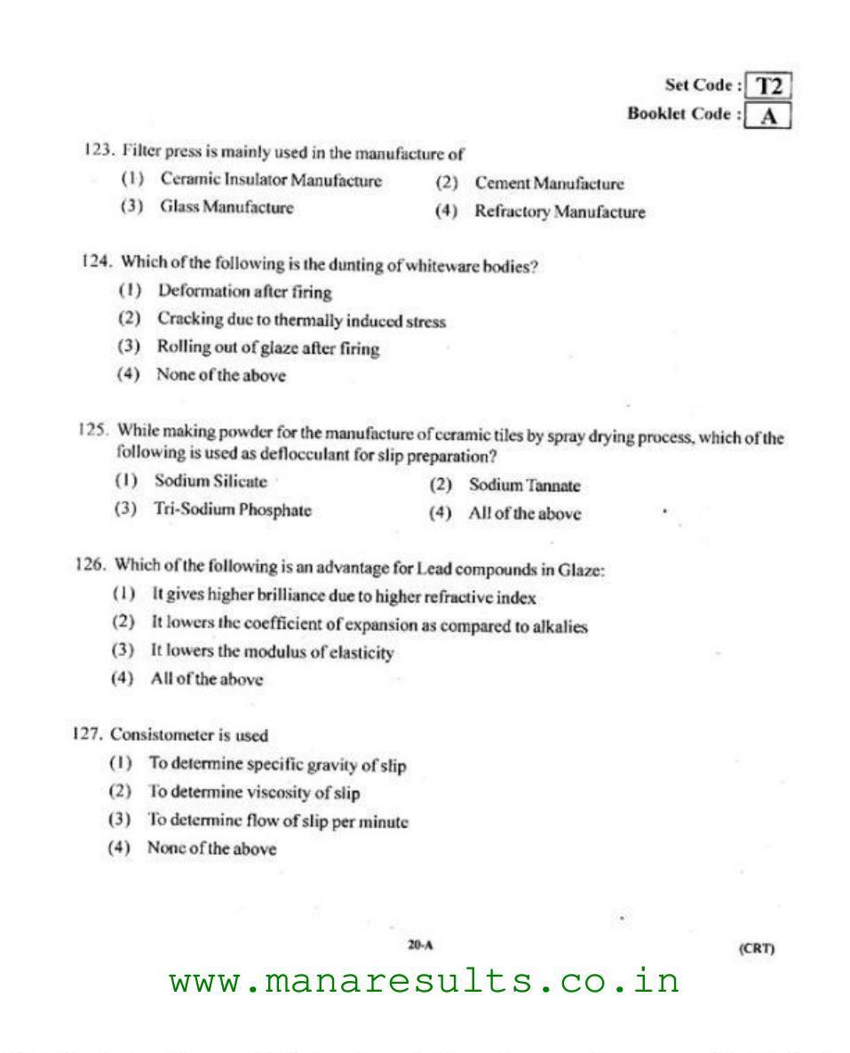 AP ECET 2015 Ceramic Technology Old Previous Question Papers - Page 19