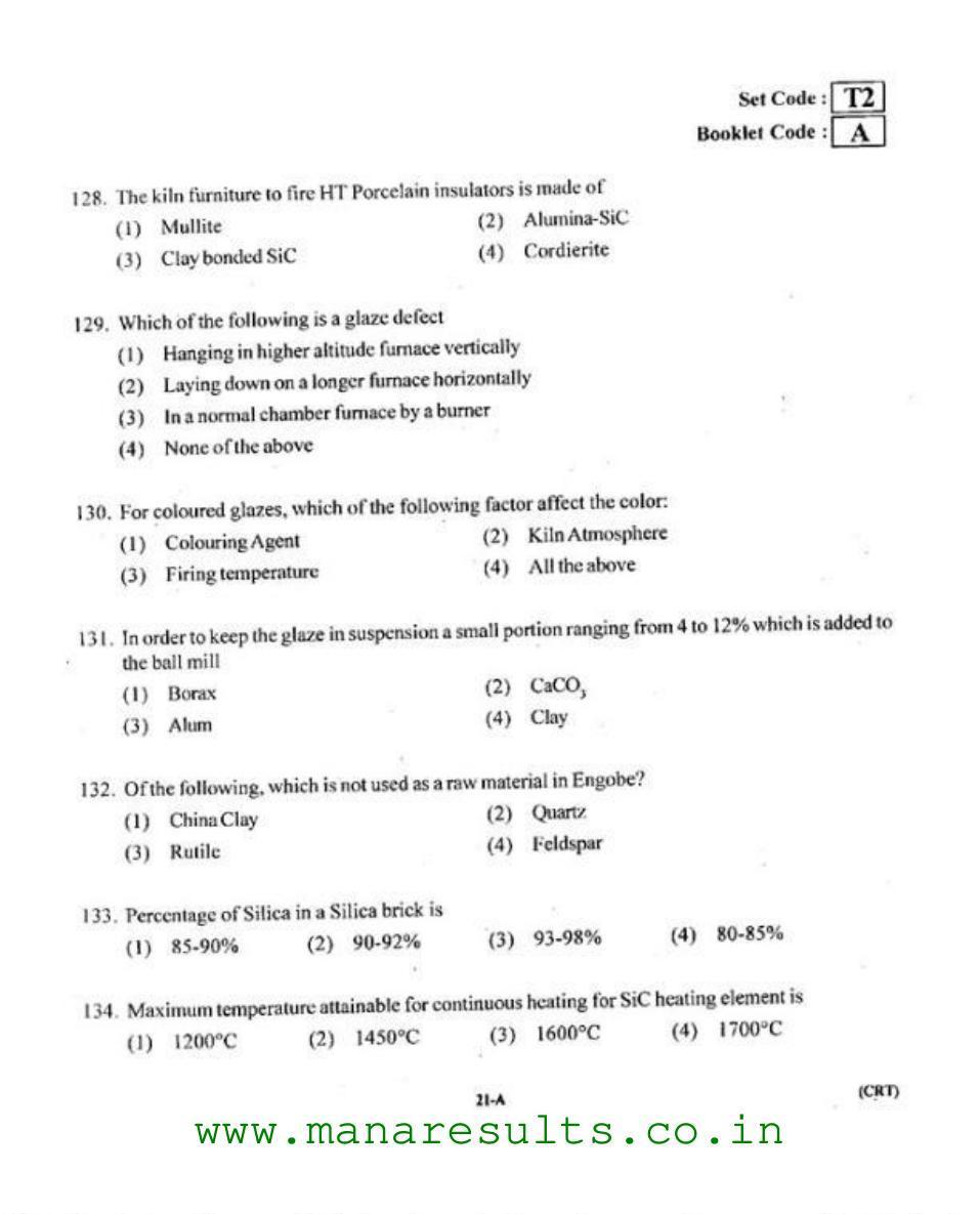 AP ECET 2015 Ceramic Technology Old Previous Question Papers - Page 20