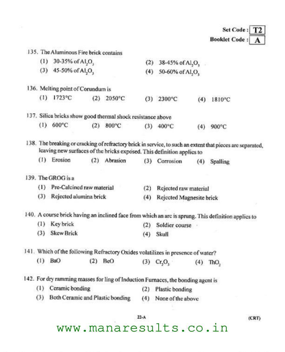 AP ECET 2015 Ceramic Technology Old Previous Question Papers - Page 21