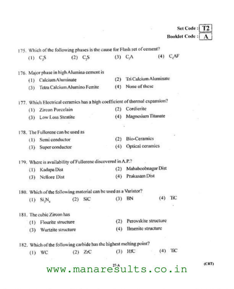 AP ECET 2015 Ceramic Technology Old Previous Question Papers - Page 26
