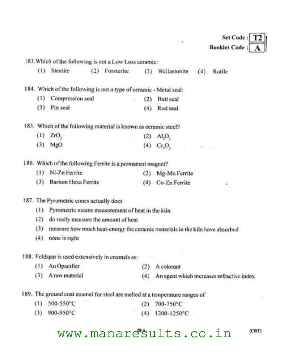AP ECET 2015 Ceramic Technology Old Previous Question Papers - Page 27