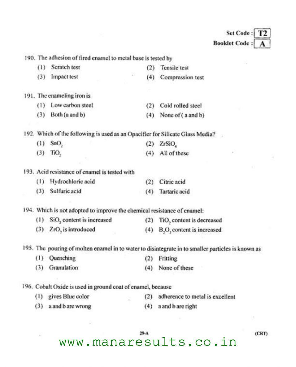 AP ECET 2015 Ceramic Technology Old Previous Question Papers - Page 28