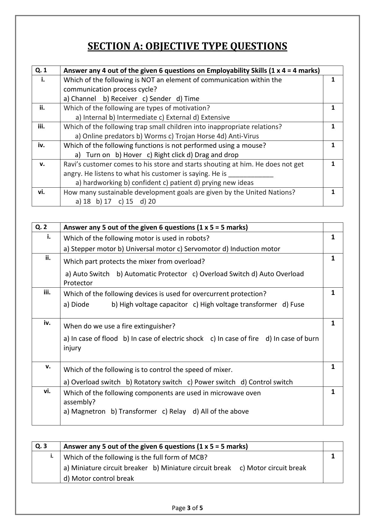 CBSE Class 10 (Skill Education) Electronics Technology 2024 Sample Paper - Page 3