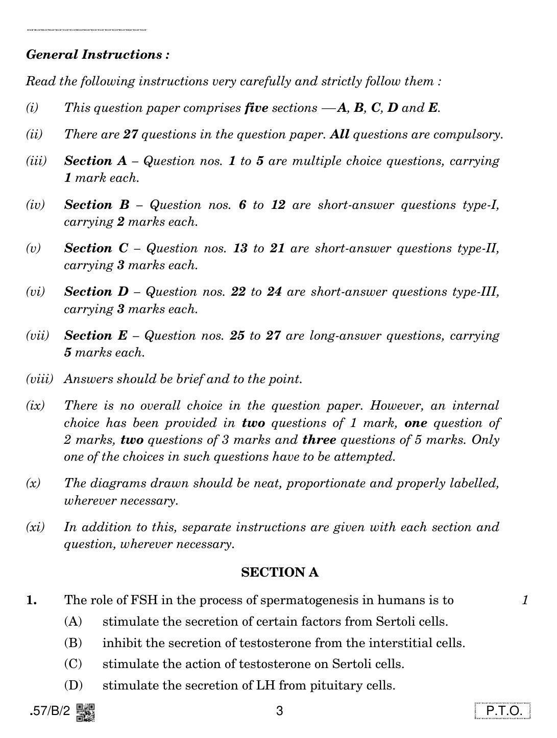 CBSE Class 12 57-C-2 - Biology 2020 Compartment Question Paper - Page 3