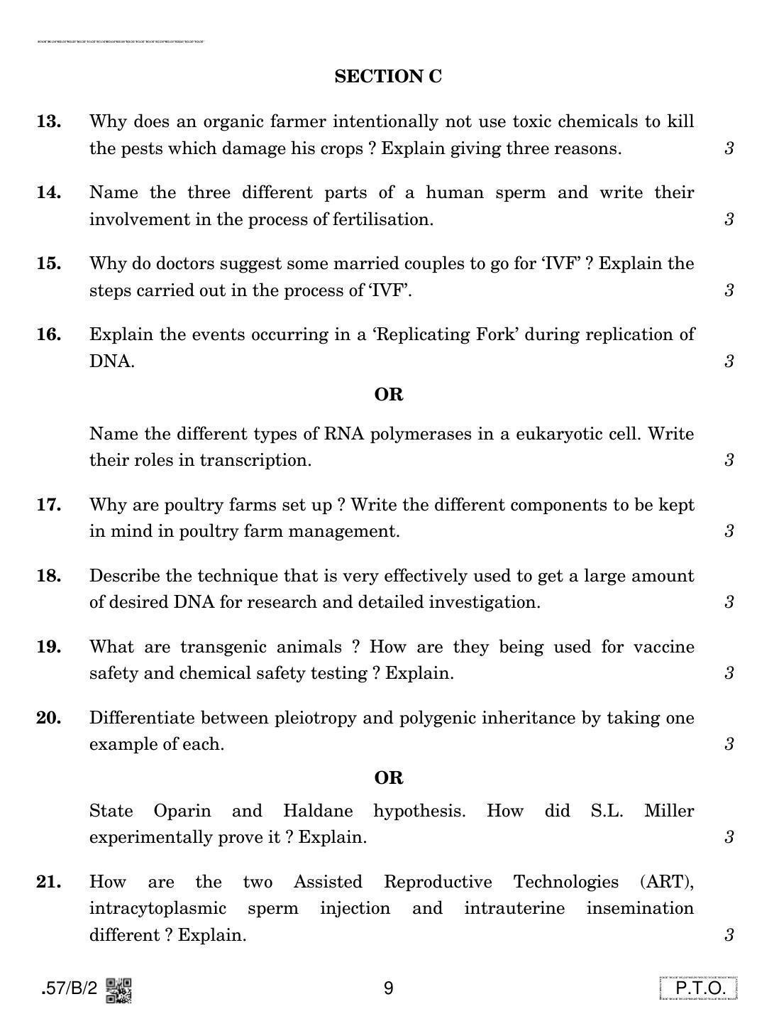 CBSE Class 12 57-C-2 - Biology 2020 Compartment Question Paper - Page 9