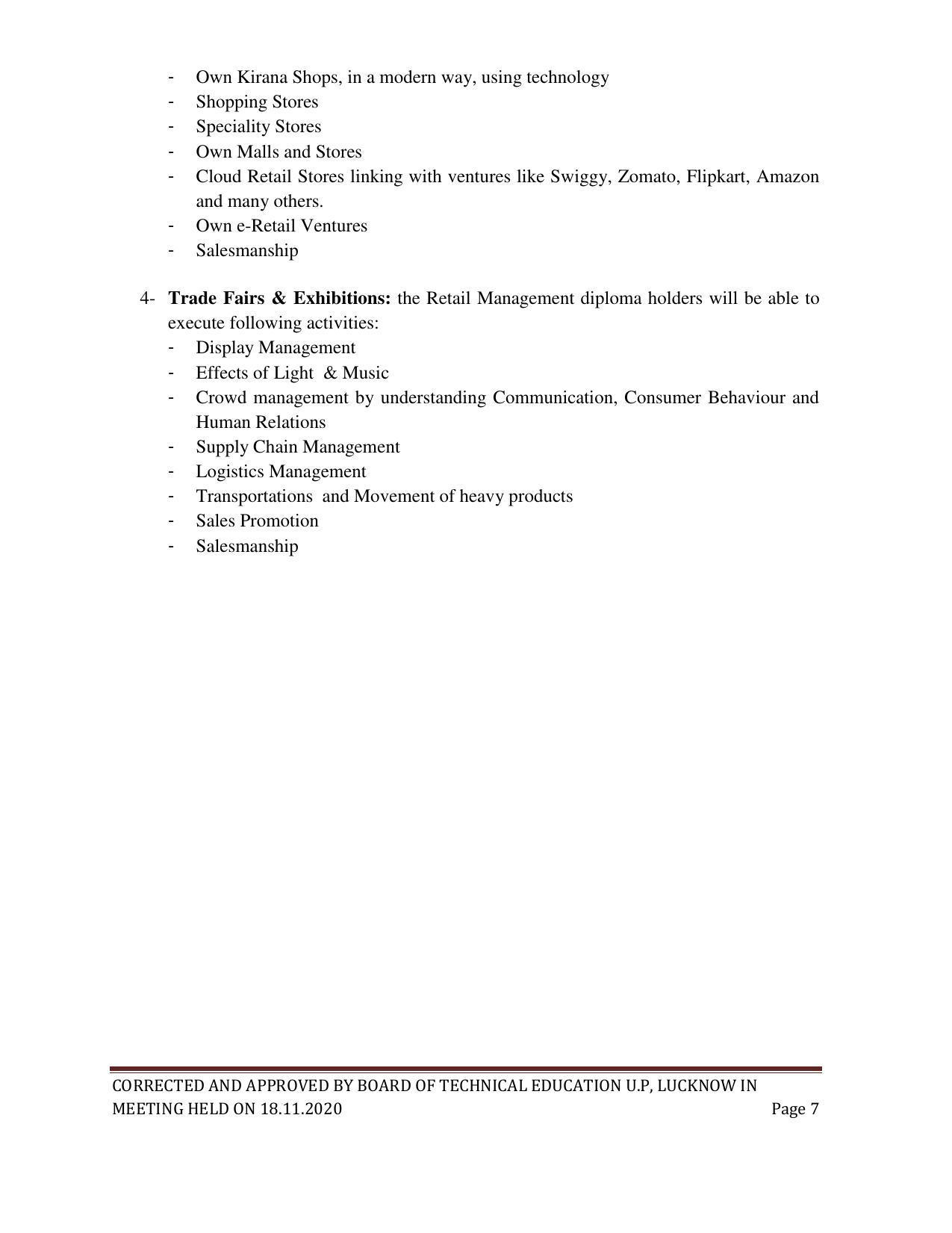 SYLLABUS FOR FIRST SEMESTER SESSION (2020-2021) - TWO SEMESTER POST GRADUATE DIPLOMA COURSE IN RETAIL MANAGEMENT - Page 7