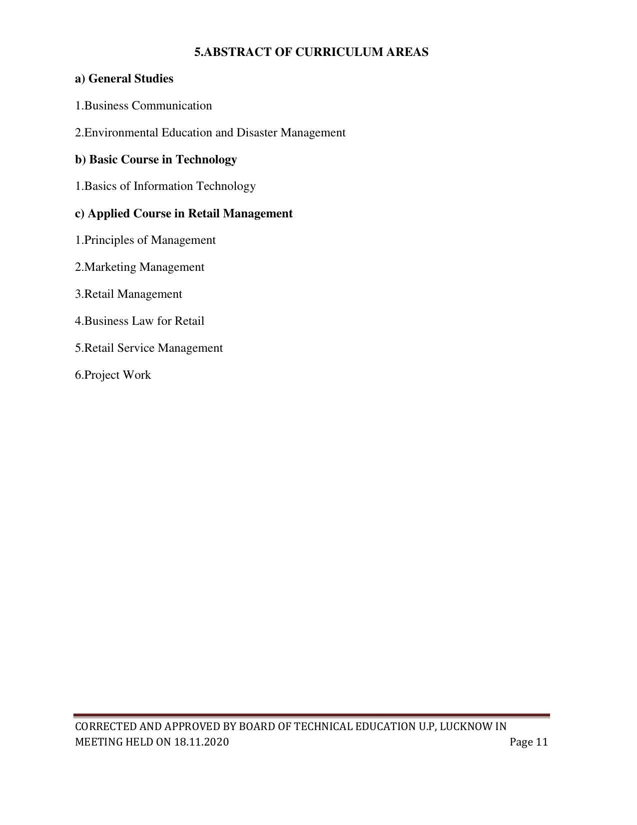 SYLLABUS FOR FIRST SEMESTER SESSION (2020-2021) - TWO SEMESTER POST GRADUATE DIPLOMA COURSE IN RETAIL MANAGEMENT - Page 11