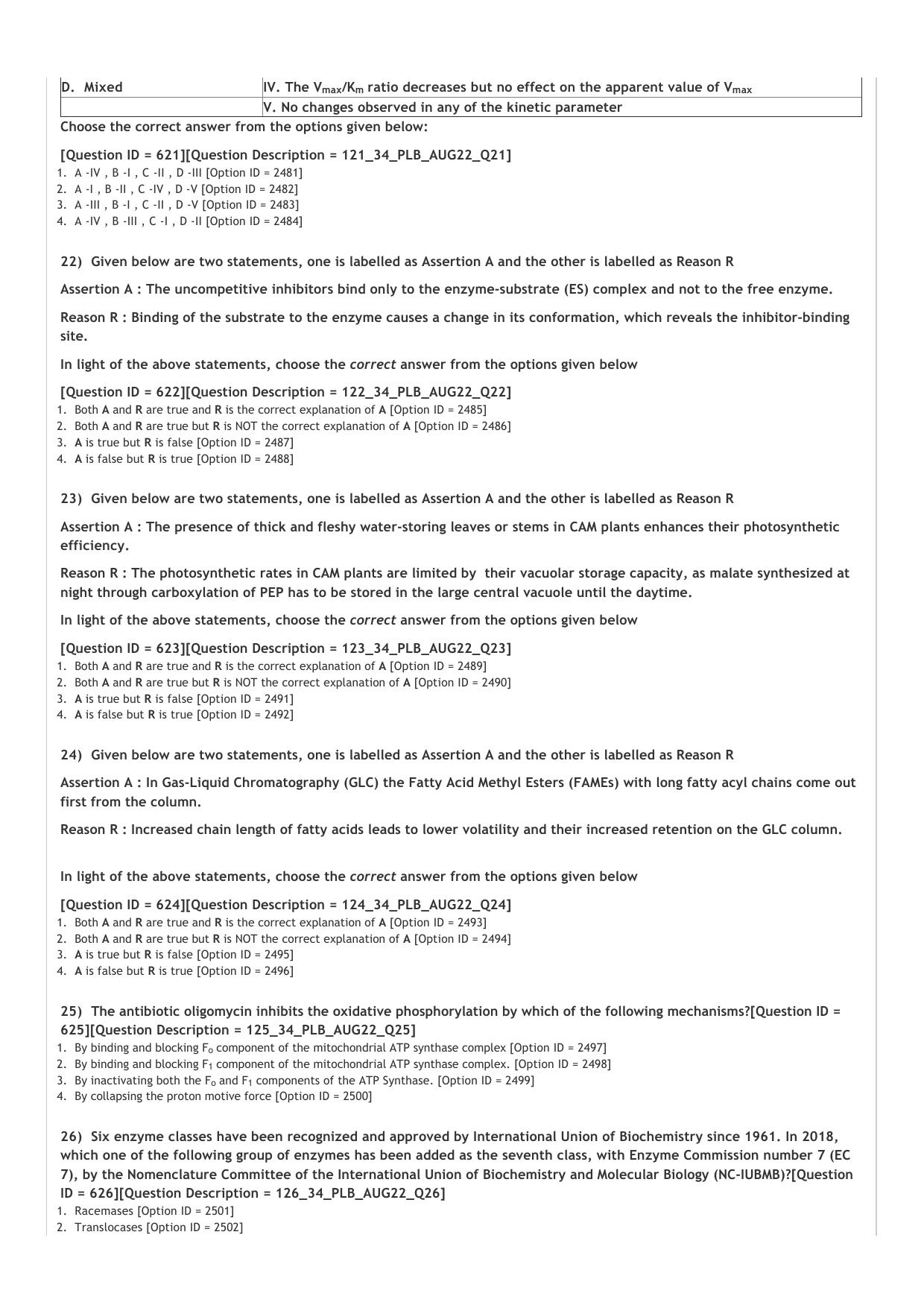 ICAR AIEEA PG 2022 PLANT BIOTECHNOLOGY Question Paper - Page 4