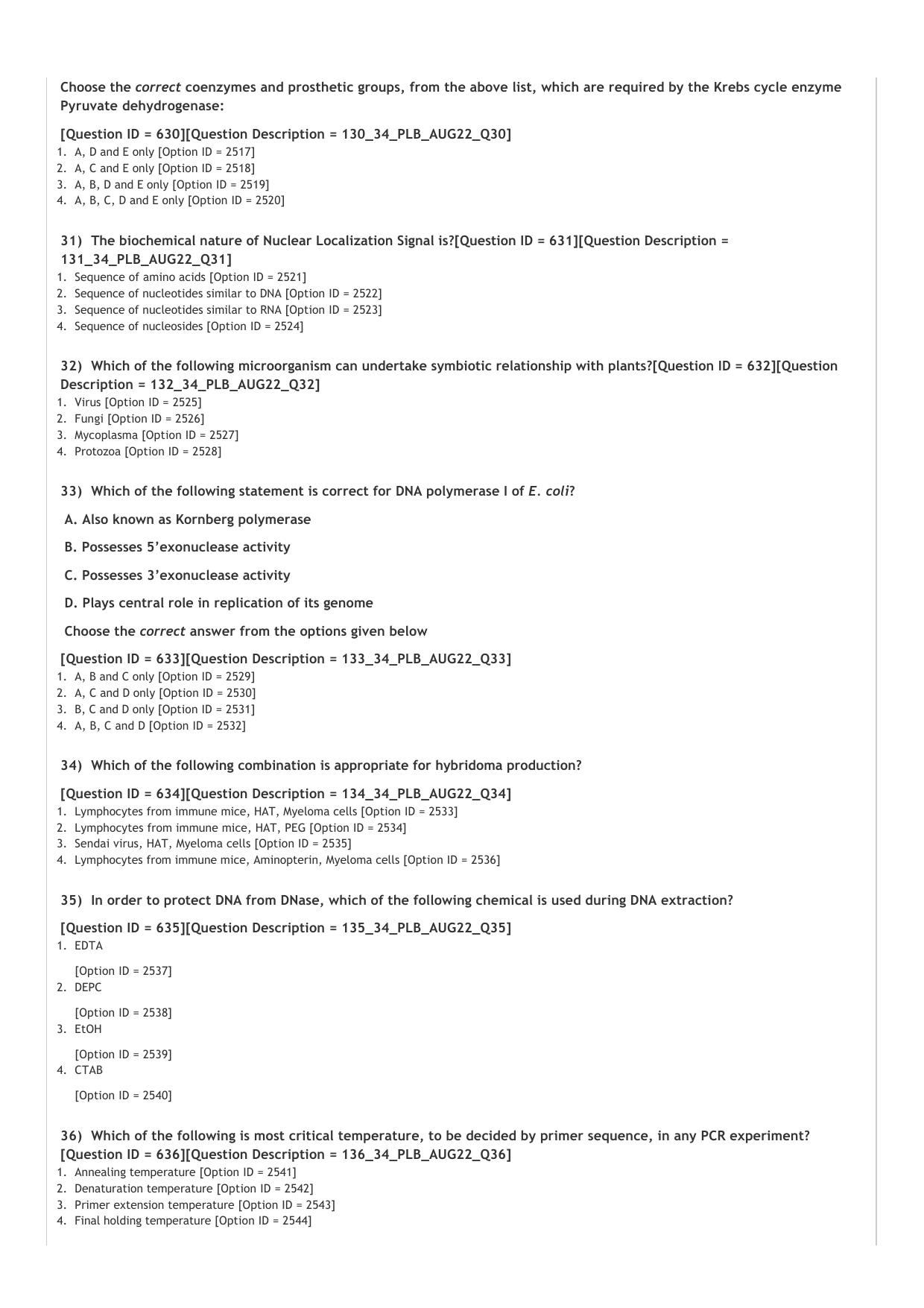 ICAR AIEEA PG 2022 PLANT BIOTECHNOLOGY Question Paper - Page 6