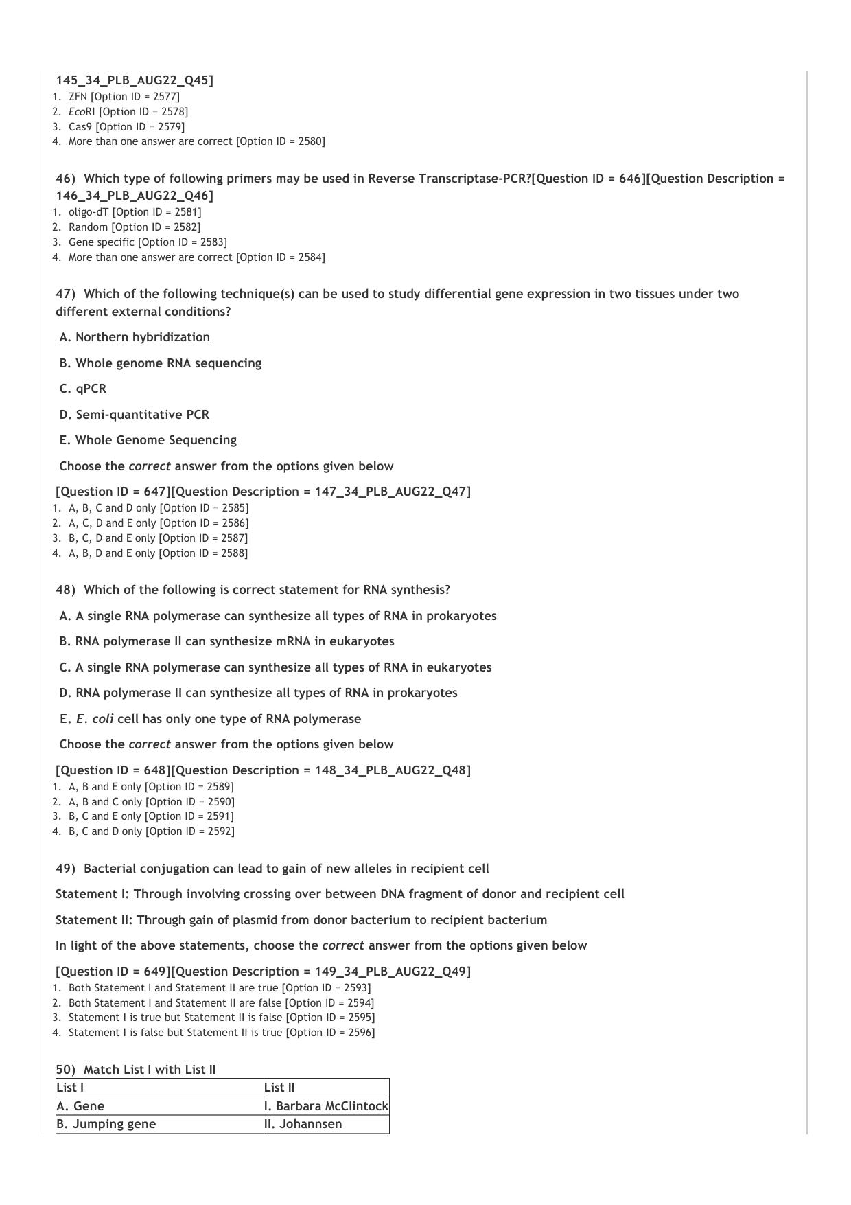ICAR AIEEA PG 2022 PLANT BIOTECHNOLOGY Question Paper - Page 8