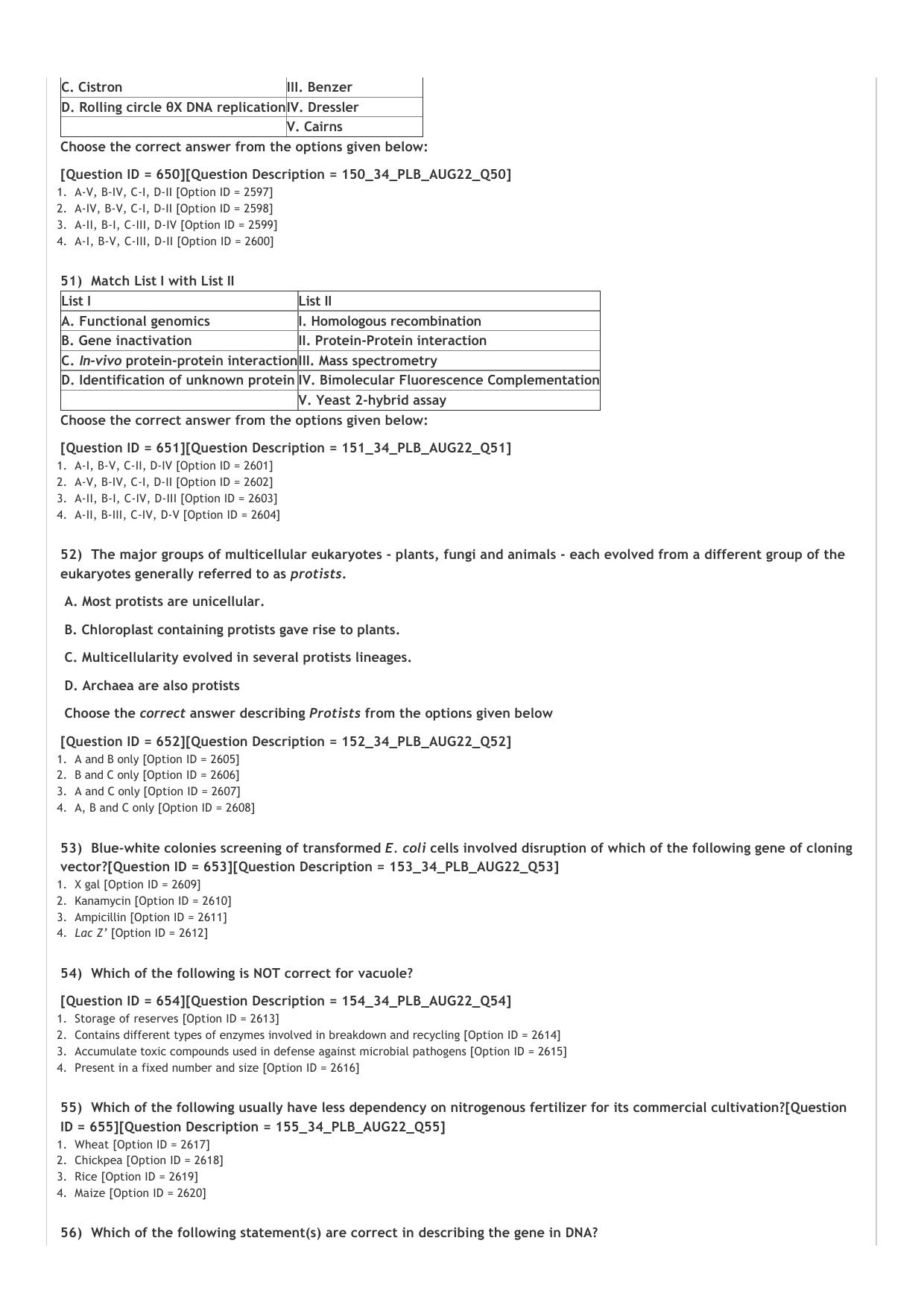 ICAR AIEEA PG 2022 PLANT BIOTECHNOLOGY Question Paper - Page 9
