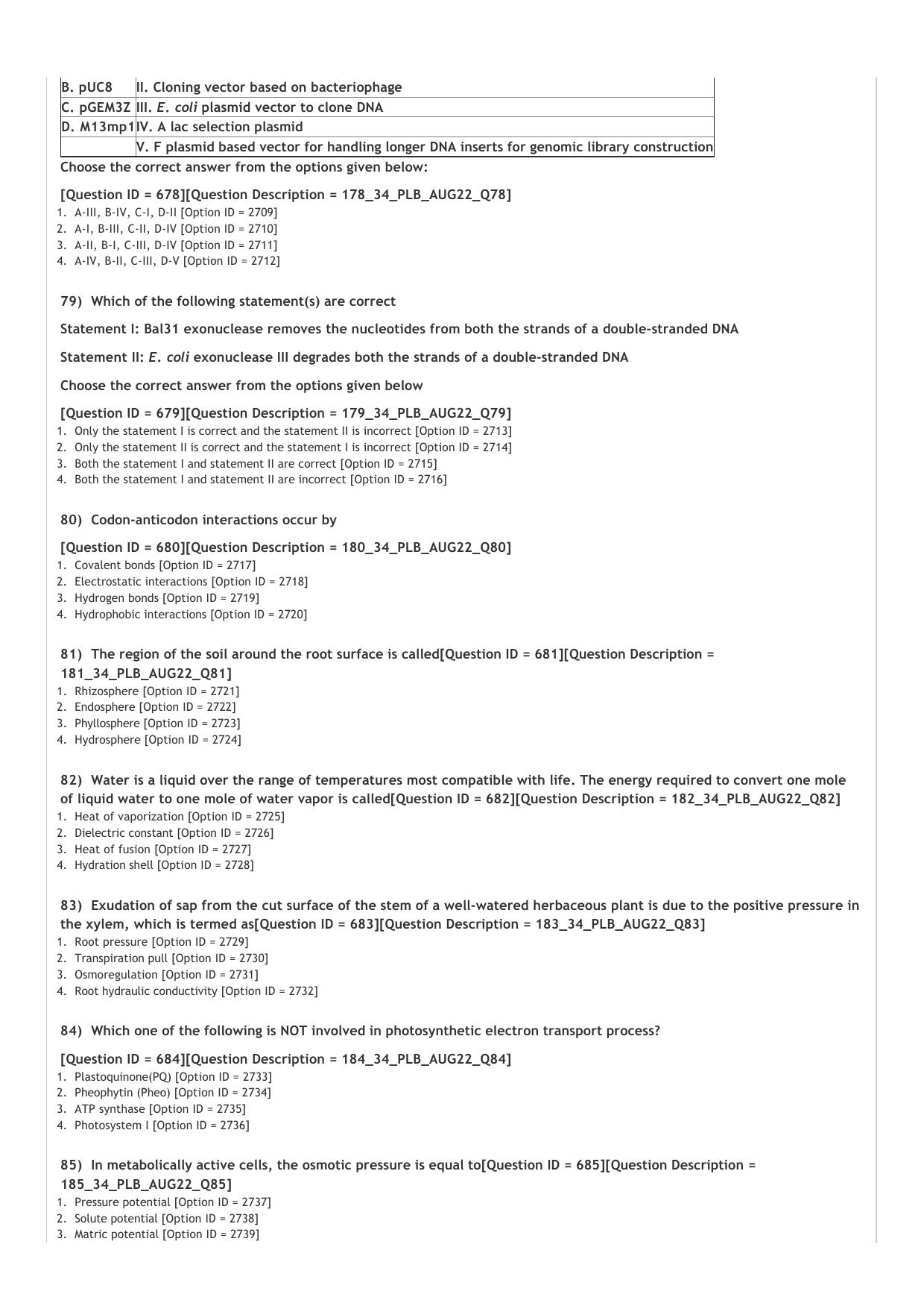 ICAR AIEEA PG 2022 PLANT BIOTECHNOLOGY Question Paper - Page 13