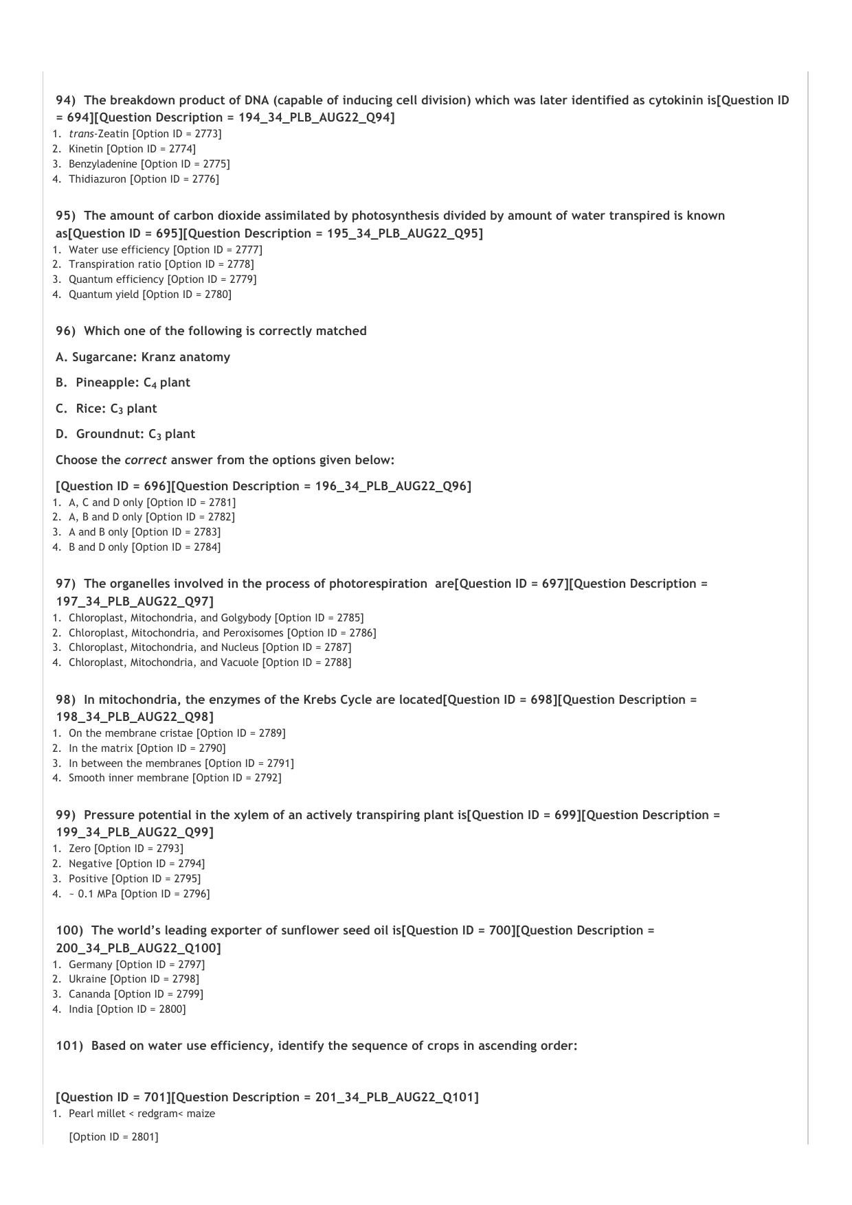 ICAR AIEEA PG 2022 PLANT BIOTECHNOLOGY Question Paper - Page 15