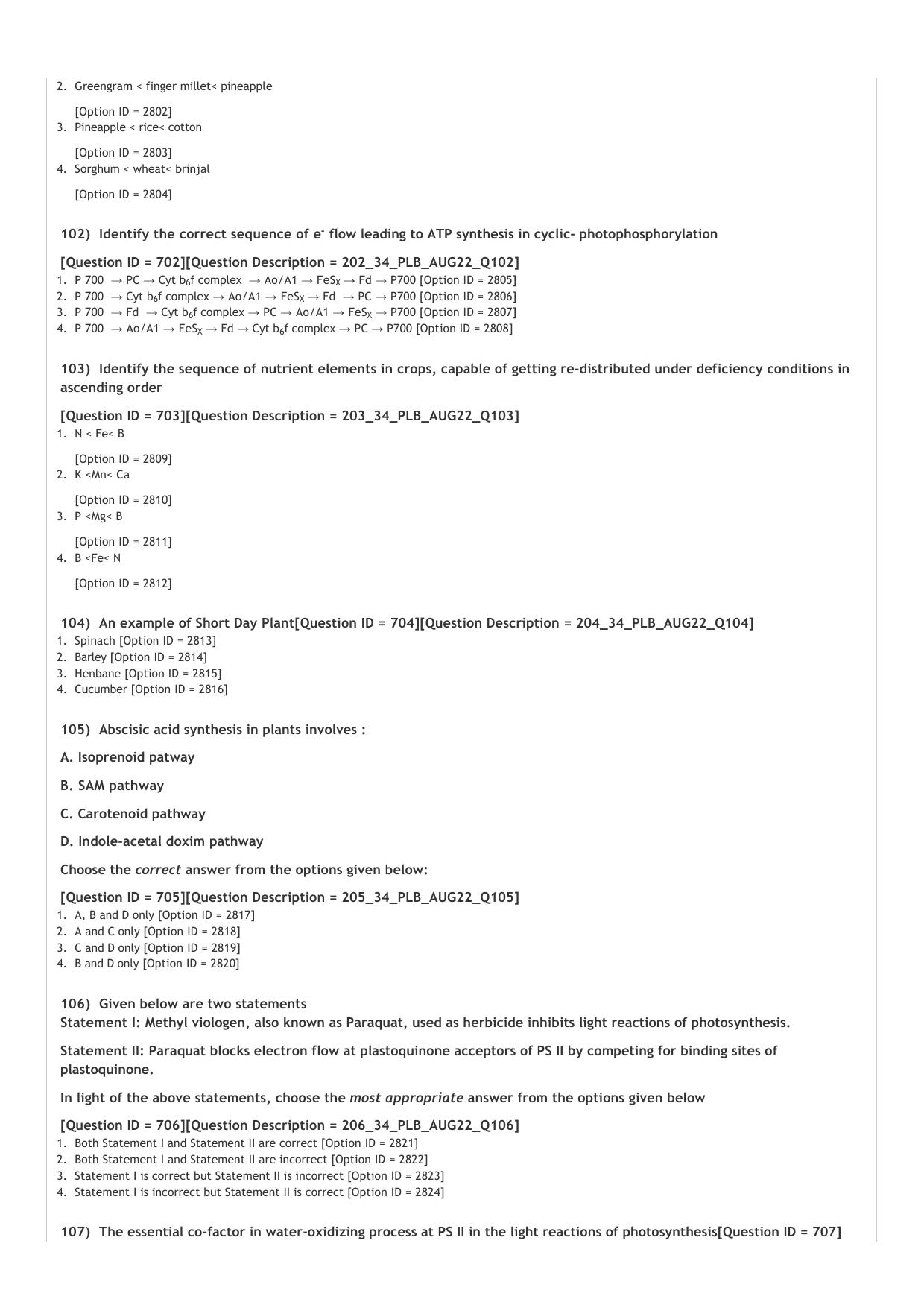 ICAR AIEEA PG 2022 PLANT BIOTECHNOLOGY Question Paper - Page 16