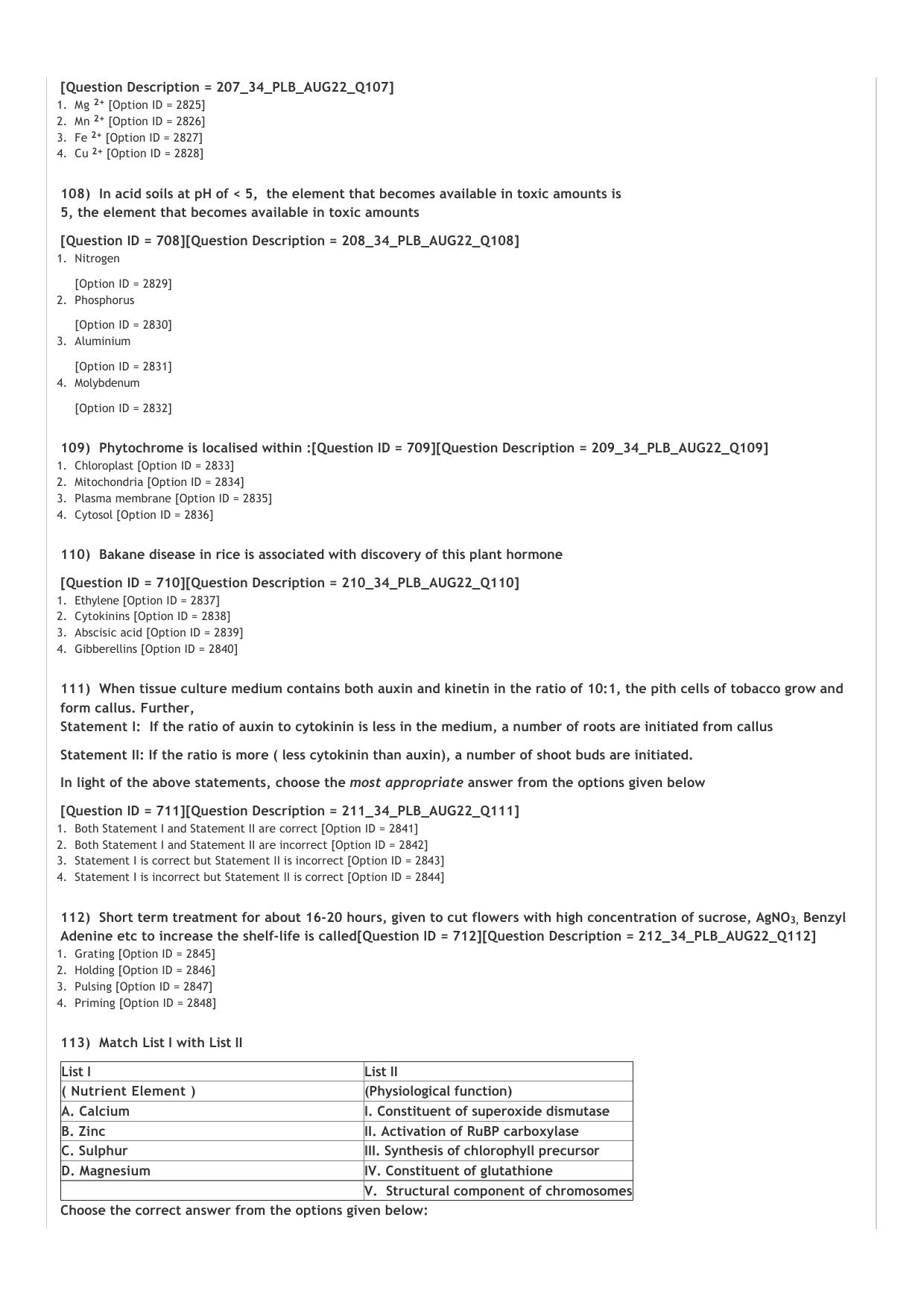 ICAR AIEEA PG 2022 PLANT BIOTECHNOLOGY Question Paper - Page 17