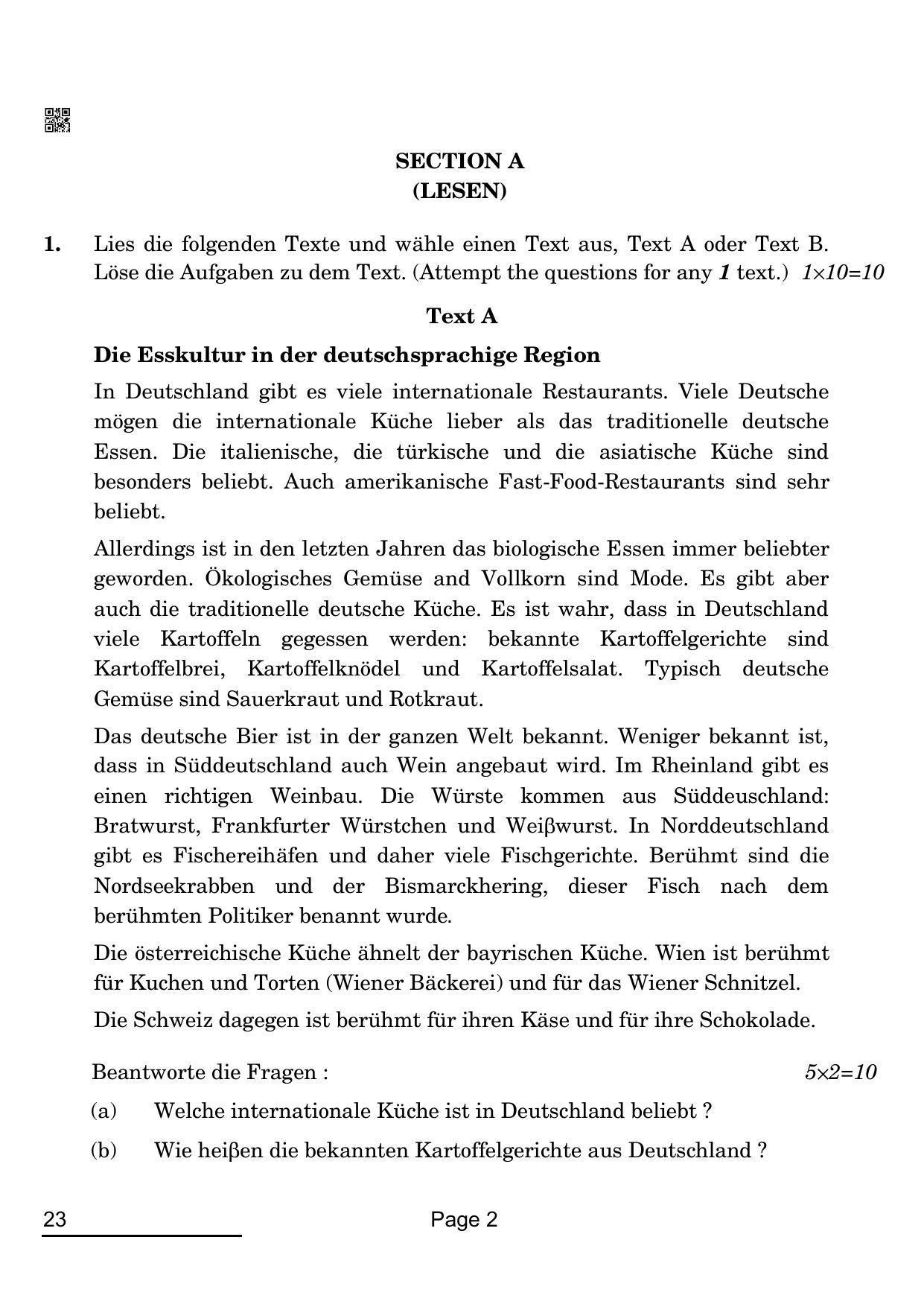 CBSE Class 10 23_German 2022 Question Paper - Page 2