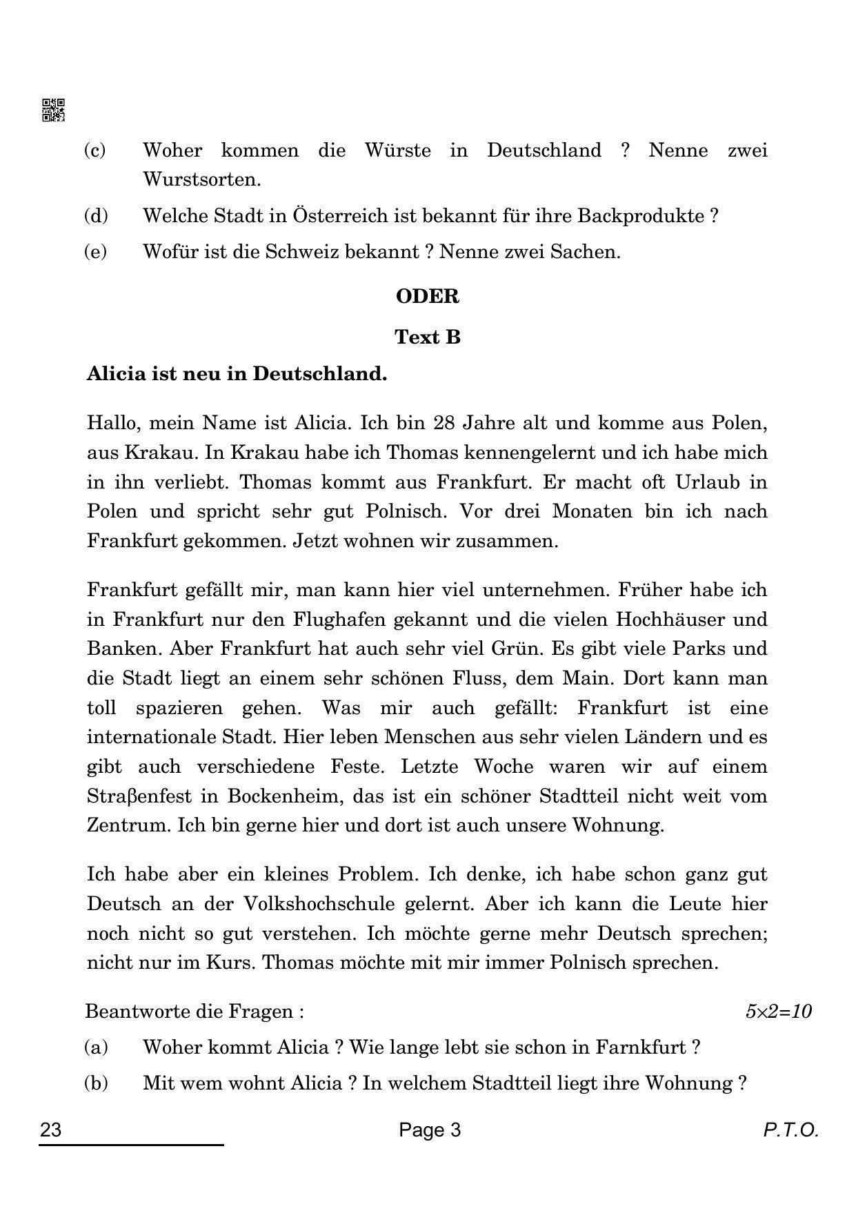 CBSE Class 10 23_German 2022 Question Paper - Page 3
