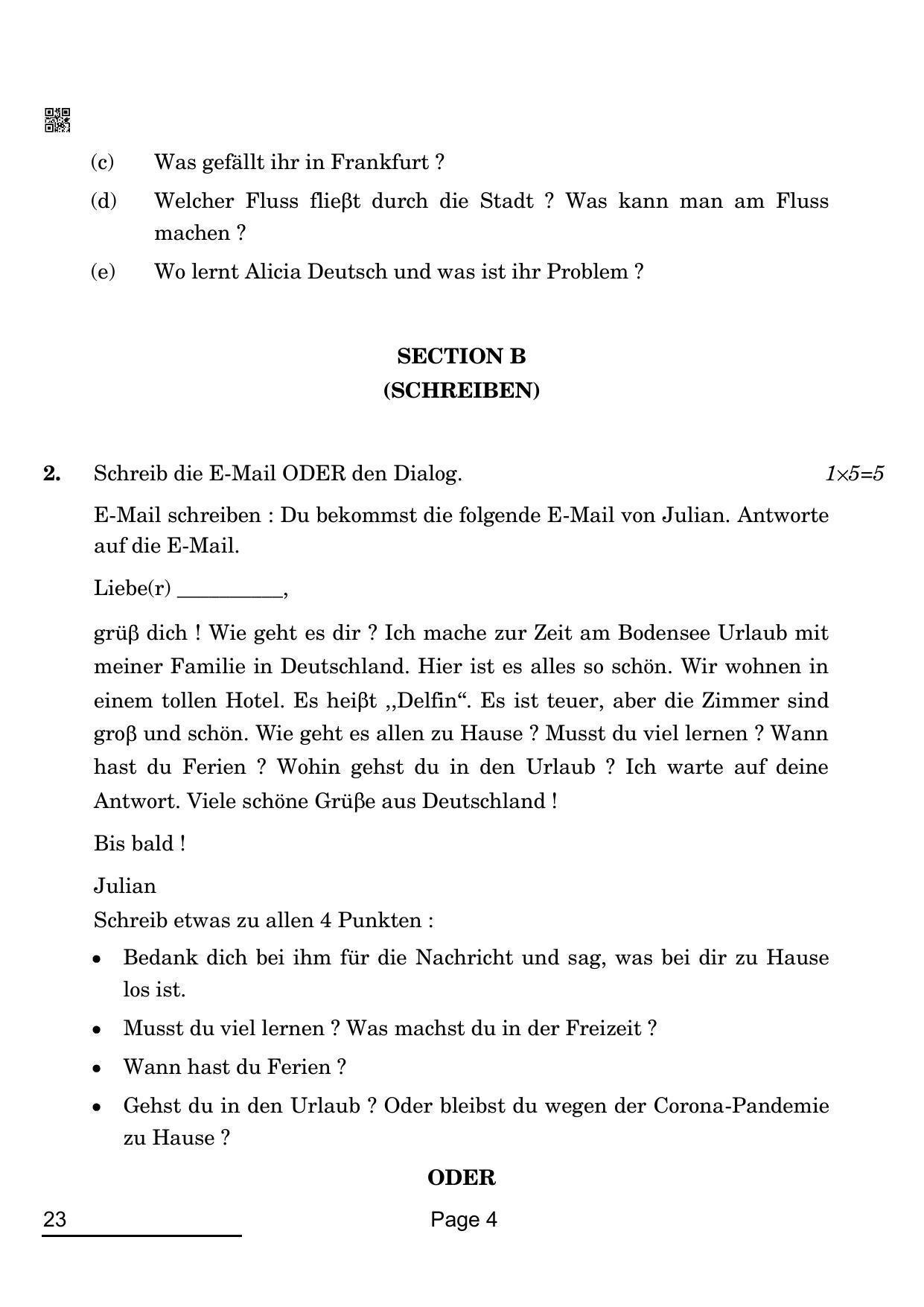 CBSE Class 10 23_German 2022 Question Paper - Page 4