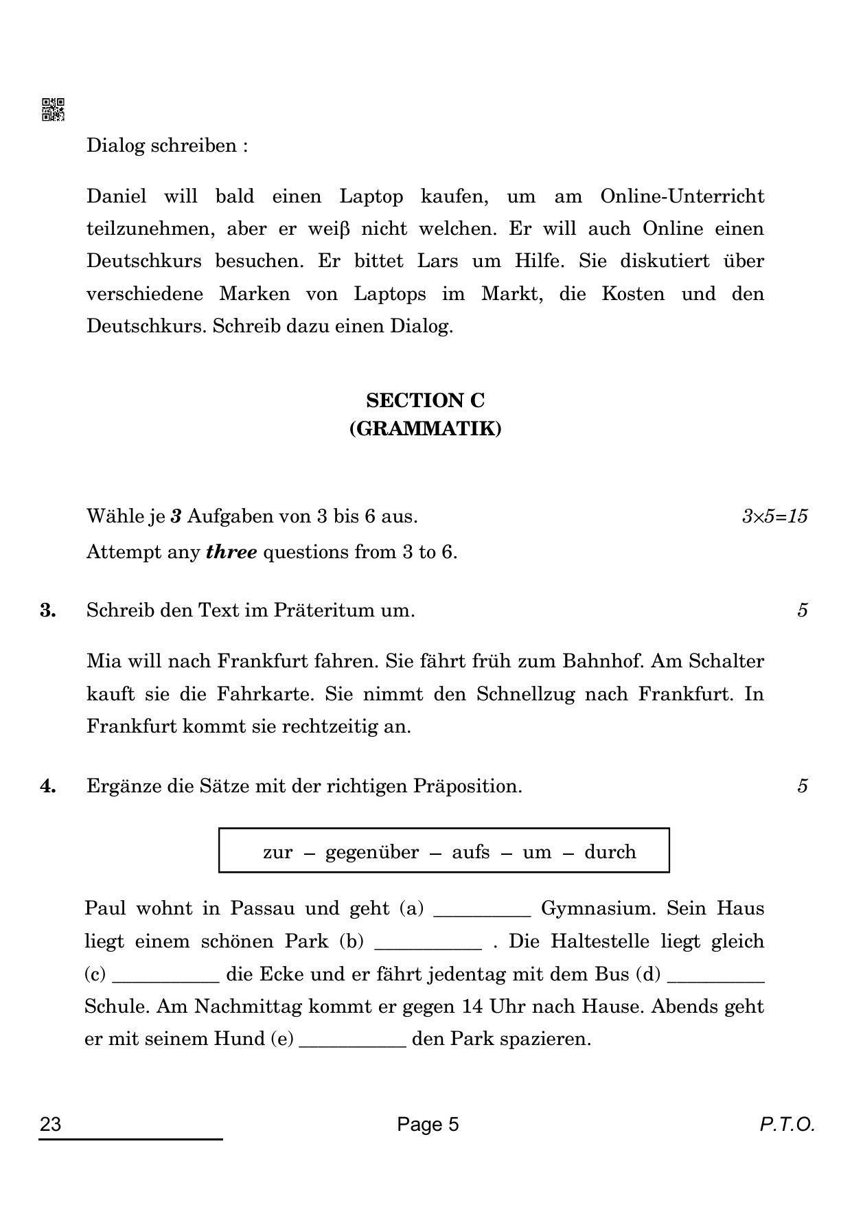 CBSE Class 10 23_German 2022 Question Paper - Page 5