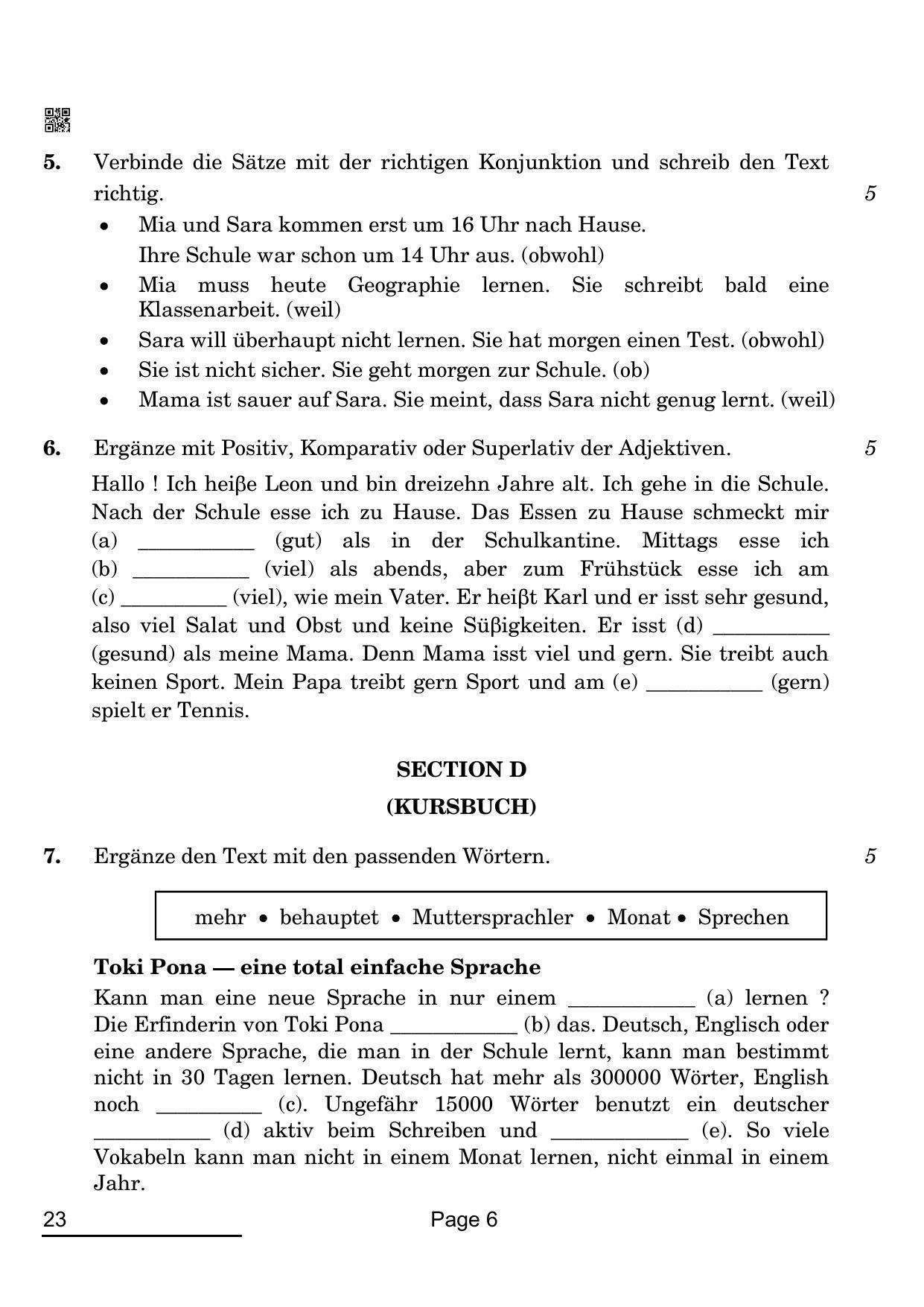 CBSE Class 10 23_German 2022 Question Paper - Page 6