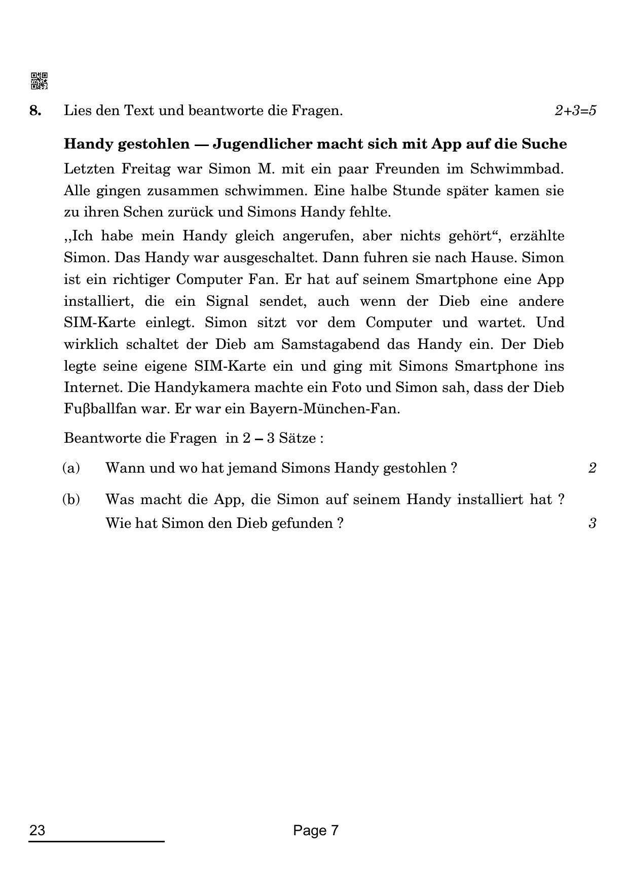CBSE Class 10 23_German 2022 Question Paper - Page 7