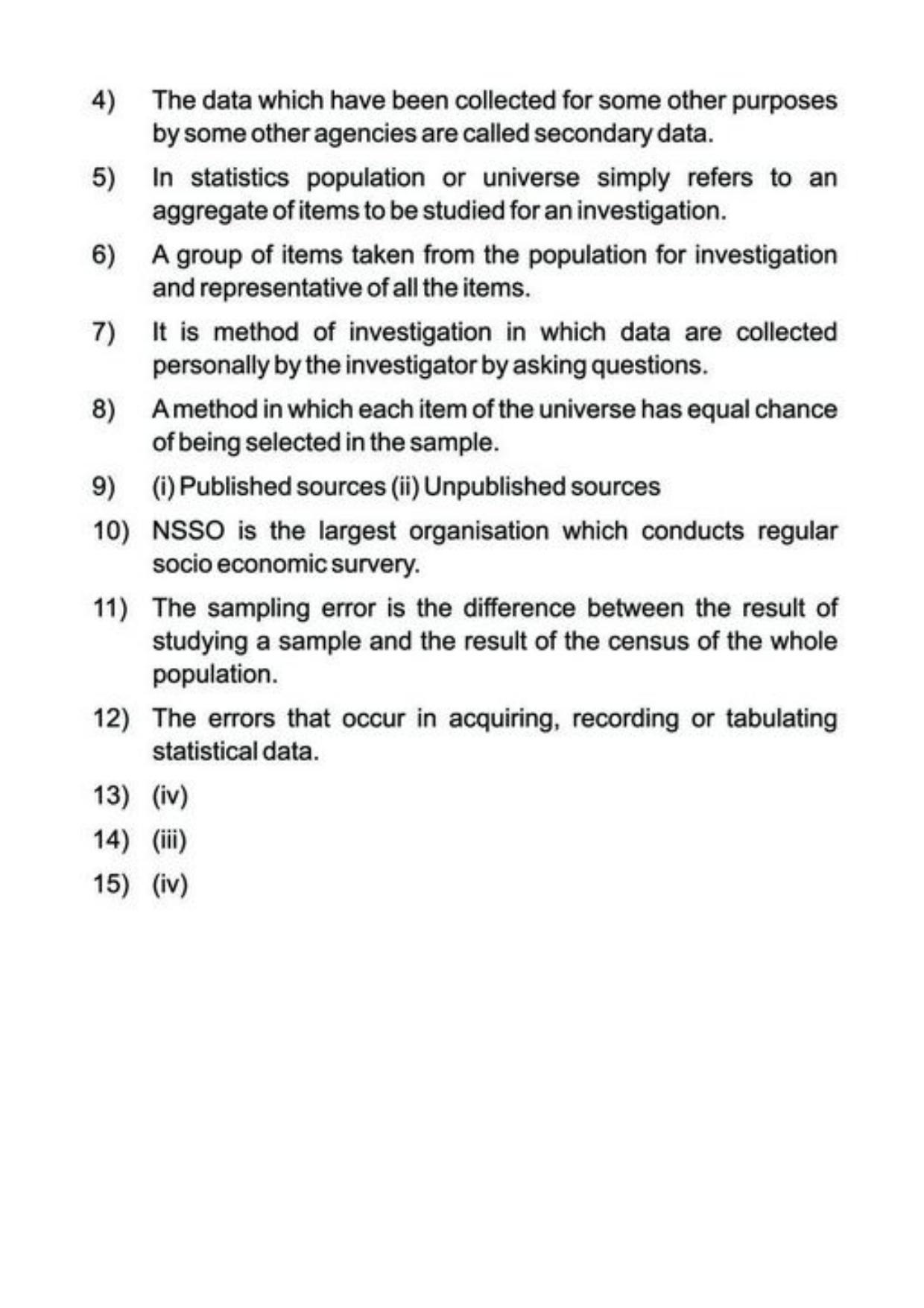 Class 11 Notes, Question & Practice Paper - Economics (Topic 2(A) : Collection, Organisation and Presentation of Data) - Page 6