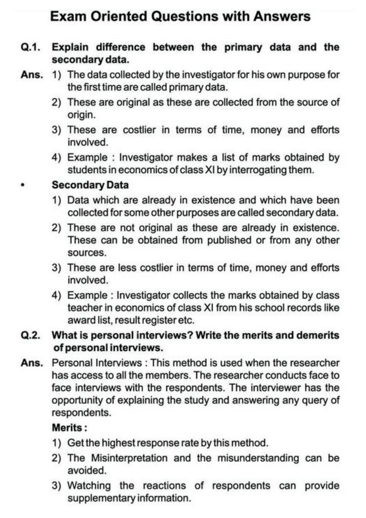 Class 11 Notes, Question & Practice Paper - Economics (Topic 2(A) : Collection, Organisation and Presentation of Data) - Page 7