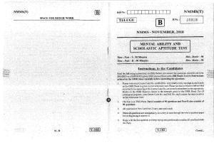 MAT - SAT Telugu Nov 2018 (Set B) Class 8 Andhra Pradesh NMMS Question Papers