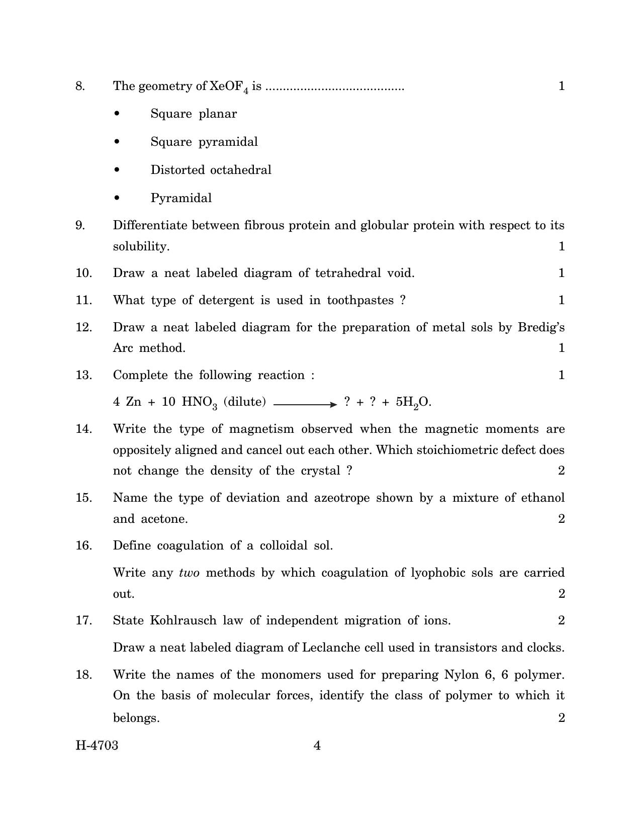 Goa Board Class 12 Chemistry (March 2024) Question Paper - Page 4