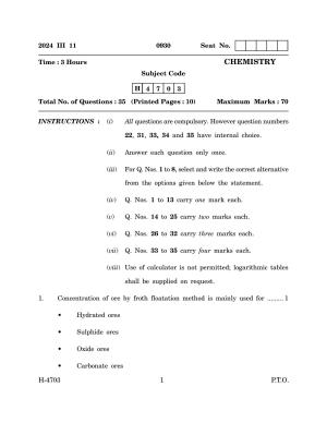 Goa Board Class 12 Chemistry (March 2024) Question Paper