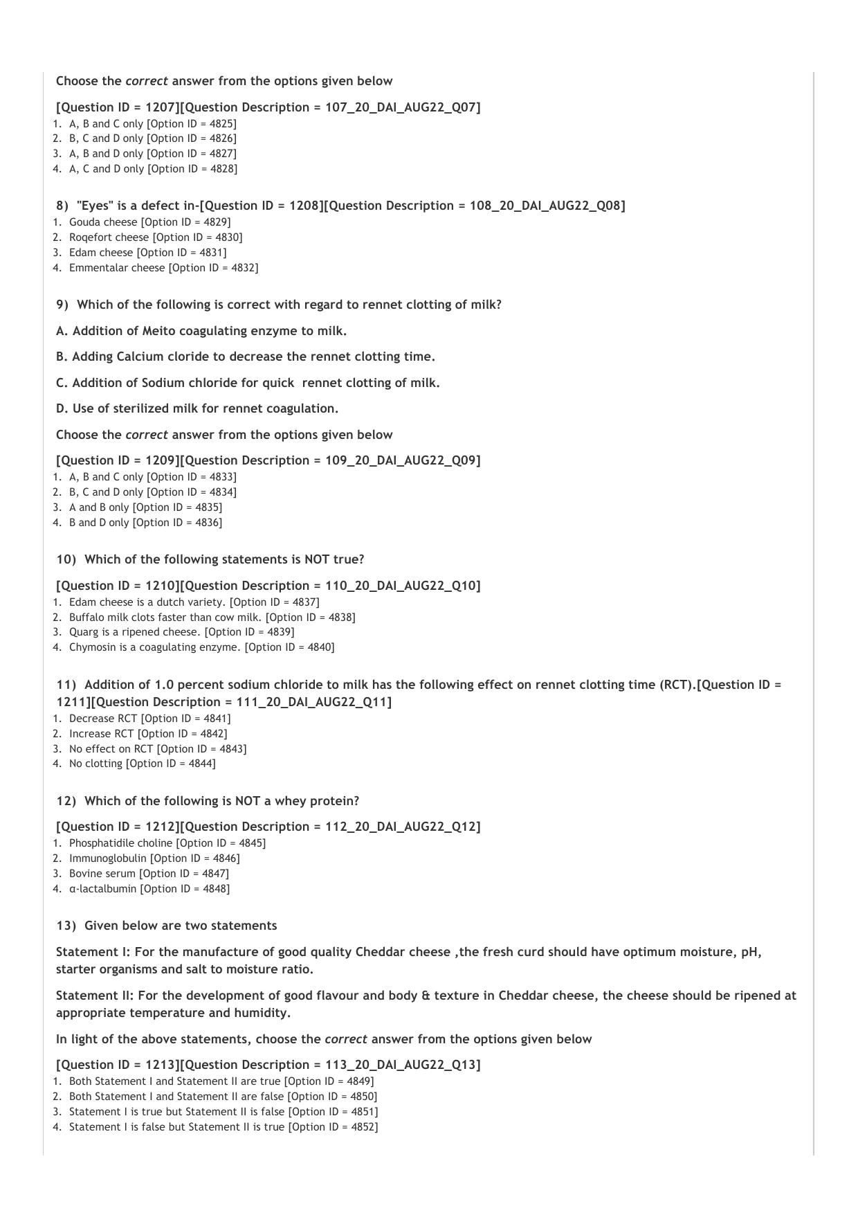 ICAR AIEEA PG 2022 DAIRY TECHNOLOGY Question Paper - Page 2