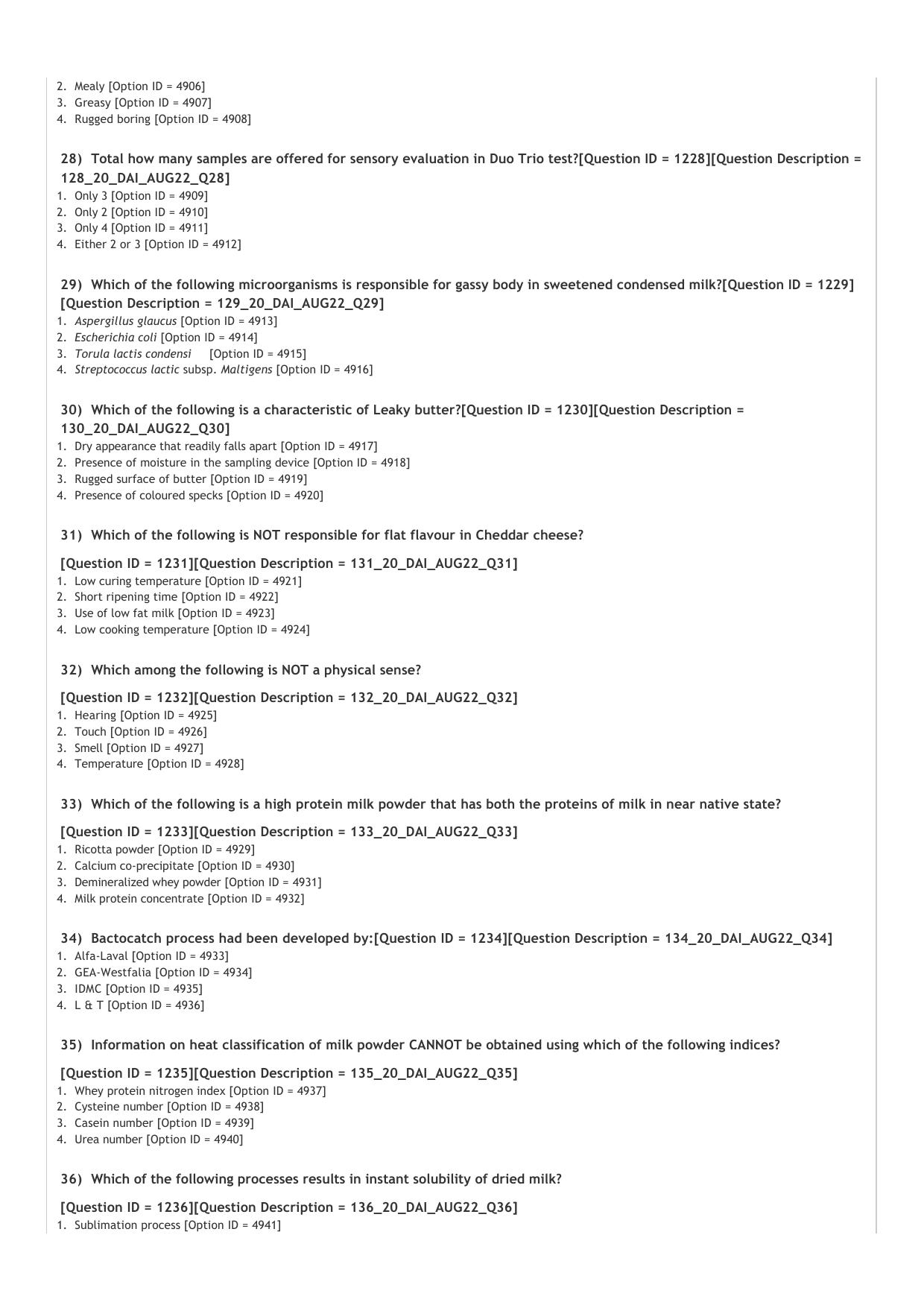 ICAR AIEEA PG 2022 DAIRY TECHNOLOGY Question Paper - Page 5