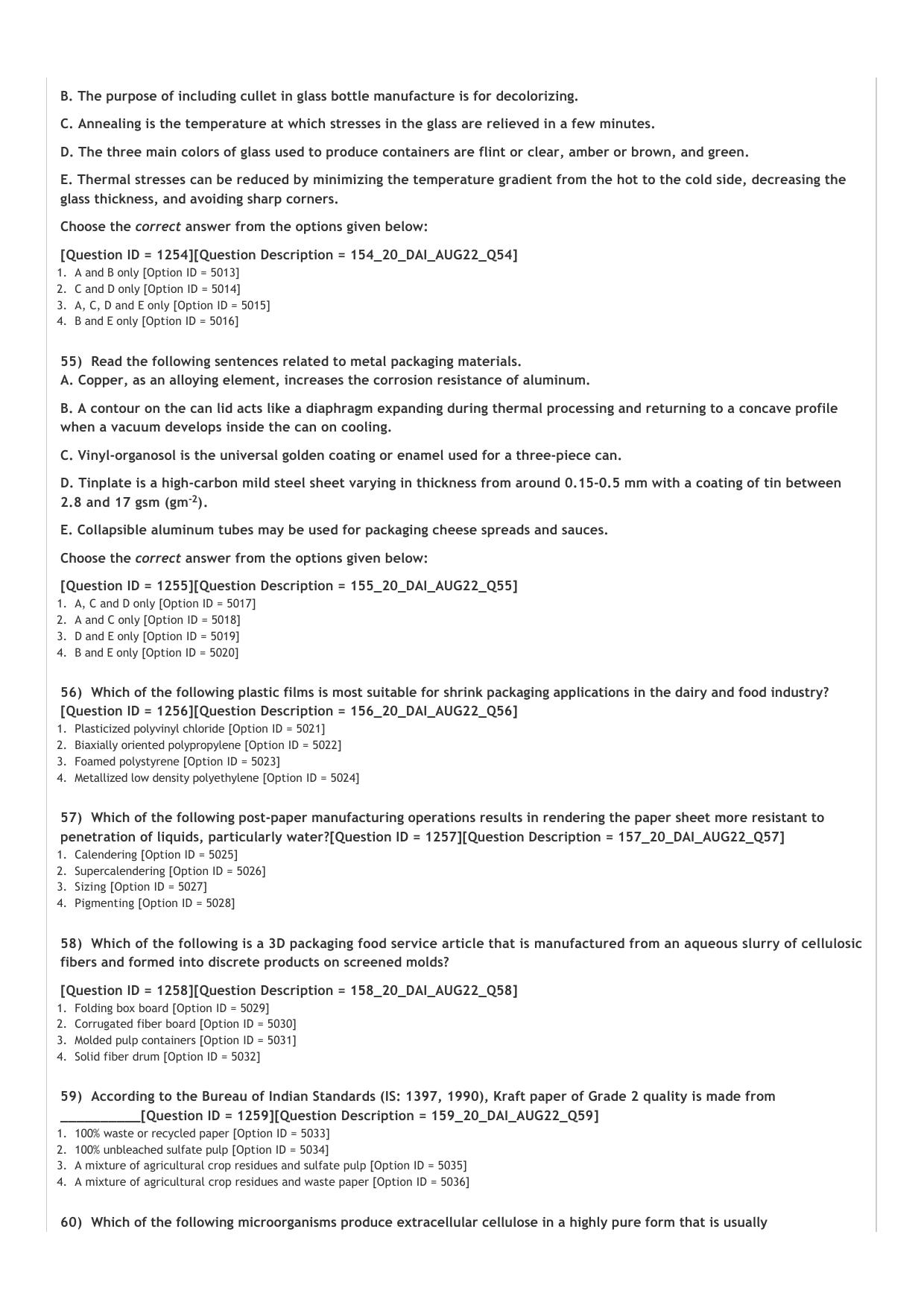 ICAR AIEEA PG 2022 DAIRY TECHNOLOGY Question Paper - Page 8