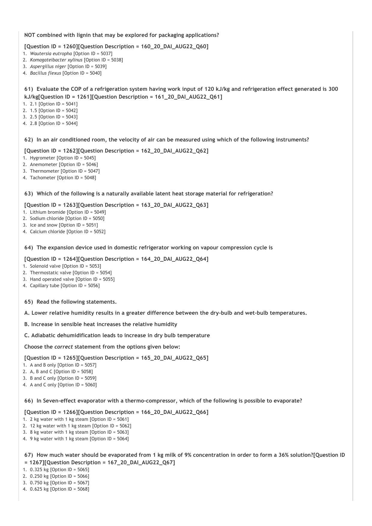 ICAR AIEEA PG 2022 DAIRY TECHNOLOGY Question Paper - Page 9