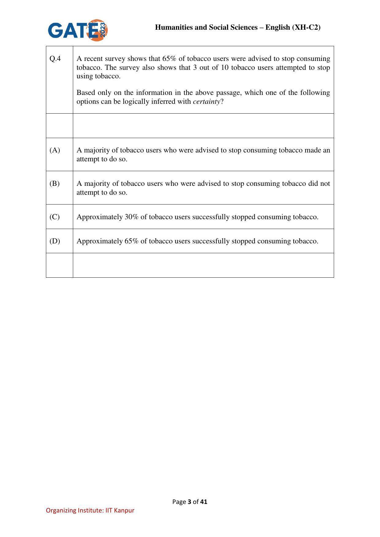 GATE 2023 Humanities & Social Sciences – English (XH-C2) Question Paper - Page 3