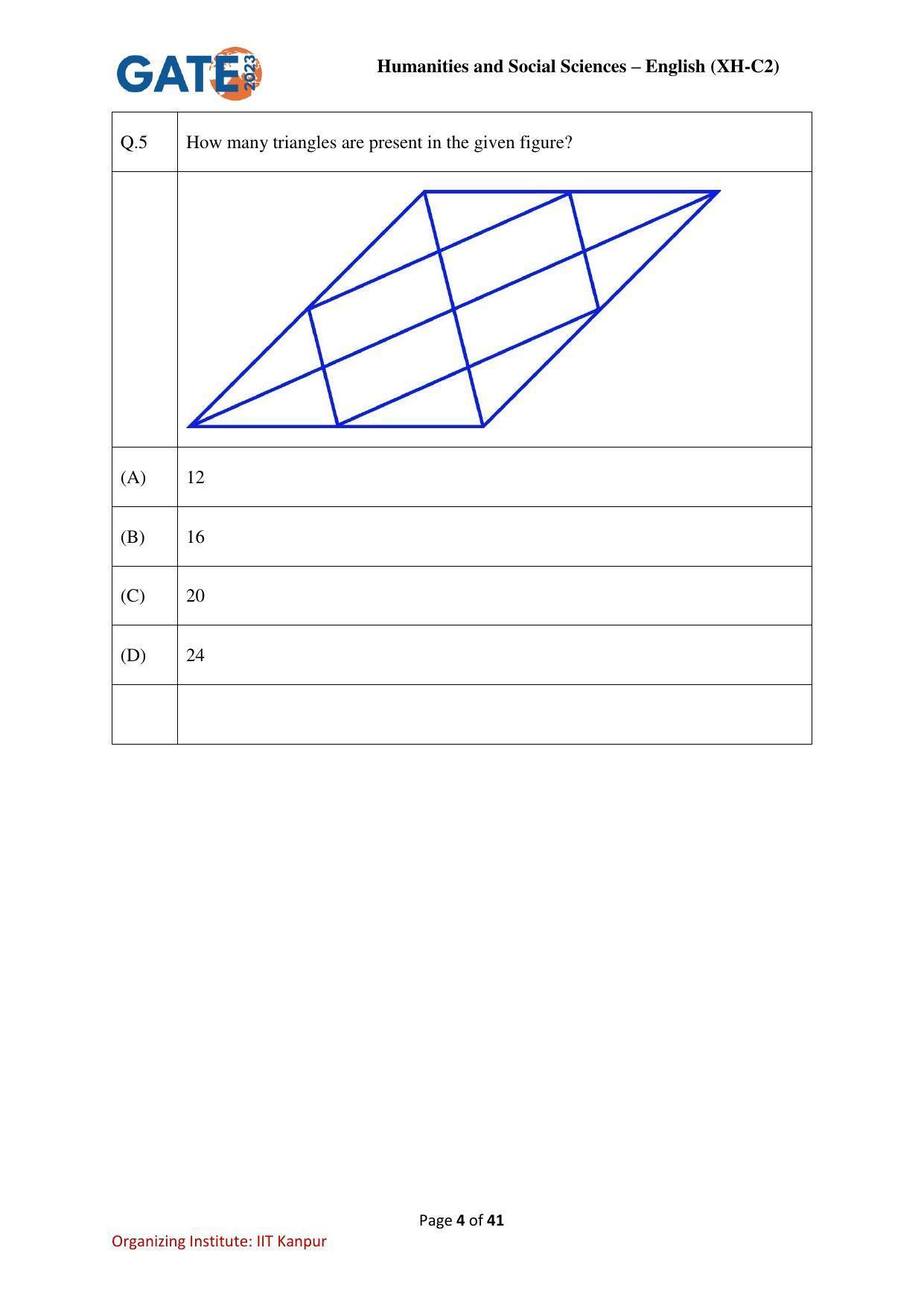 GATE 2023 Humanities & Social Sciences – English (XH-C2) Question Paper - Page 4